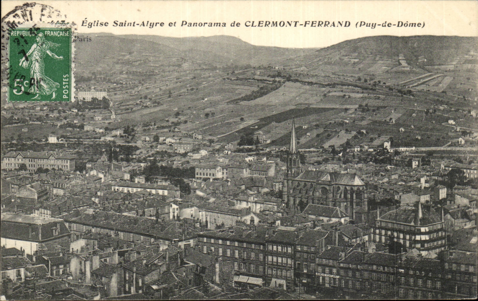 CPA Clermont Ferrand Church Saint Alyre and panorama