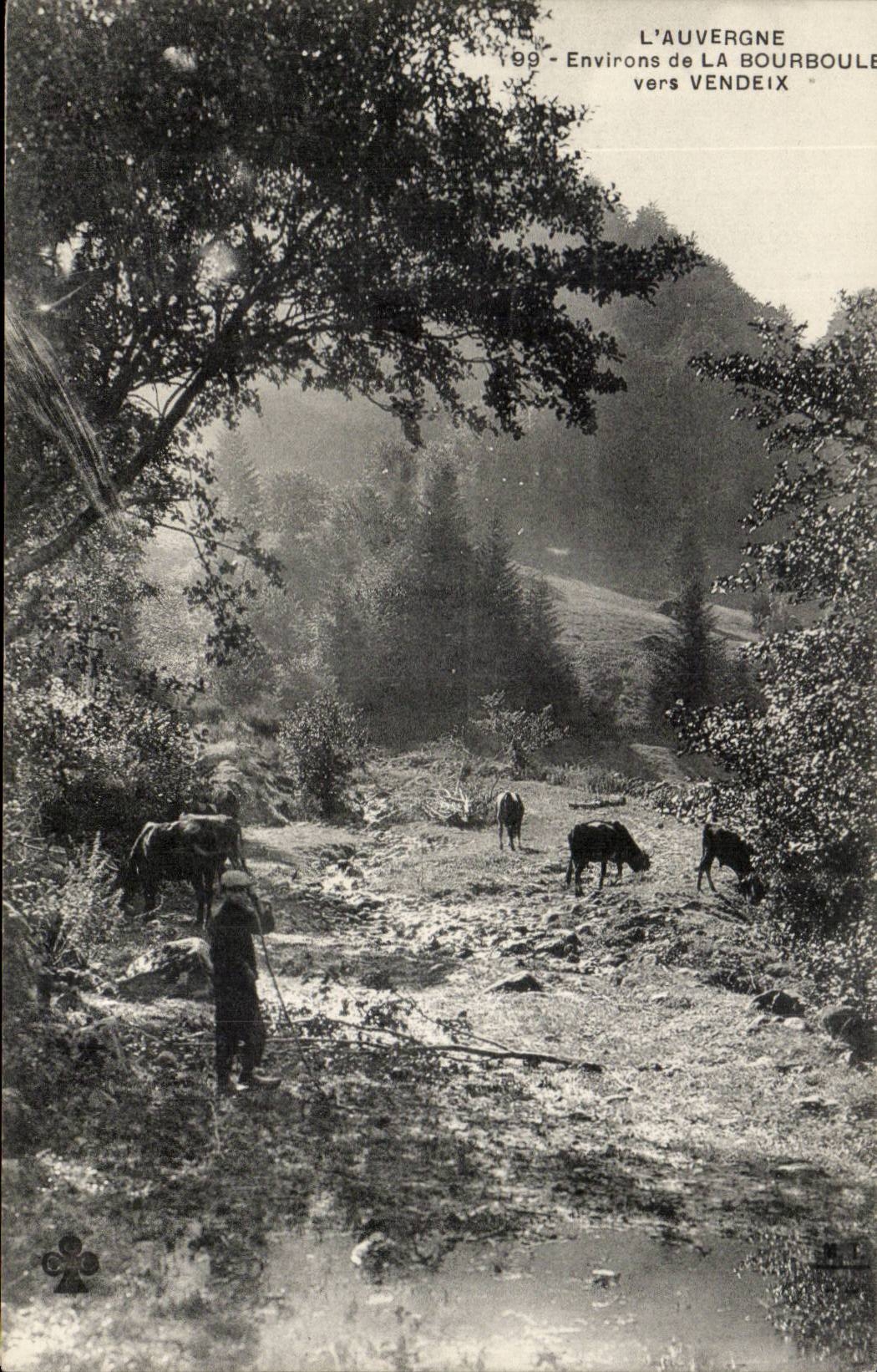 CPA Bourboule Towards Vendeix Shepherd and his cows