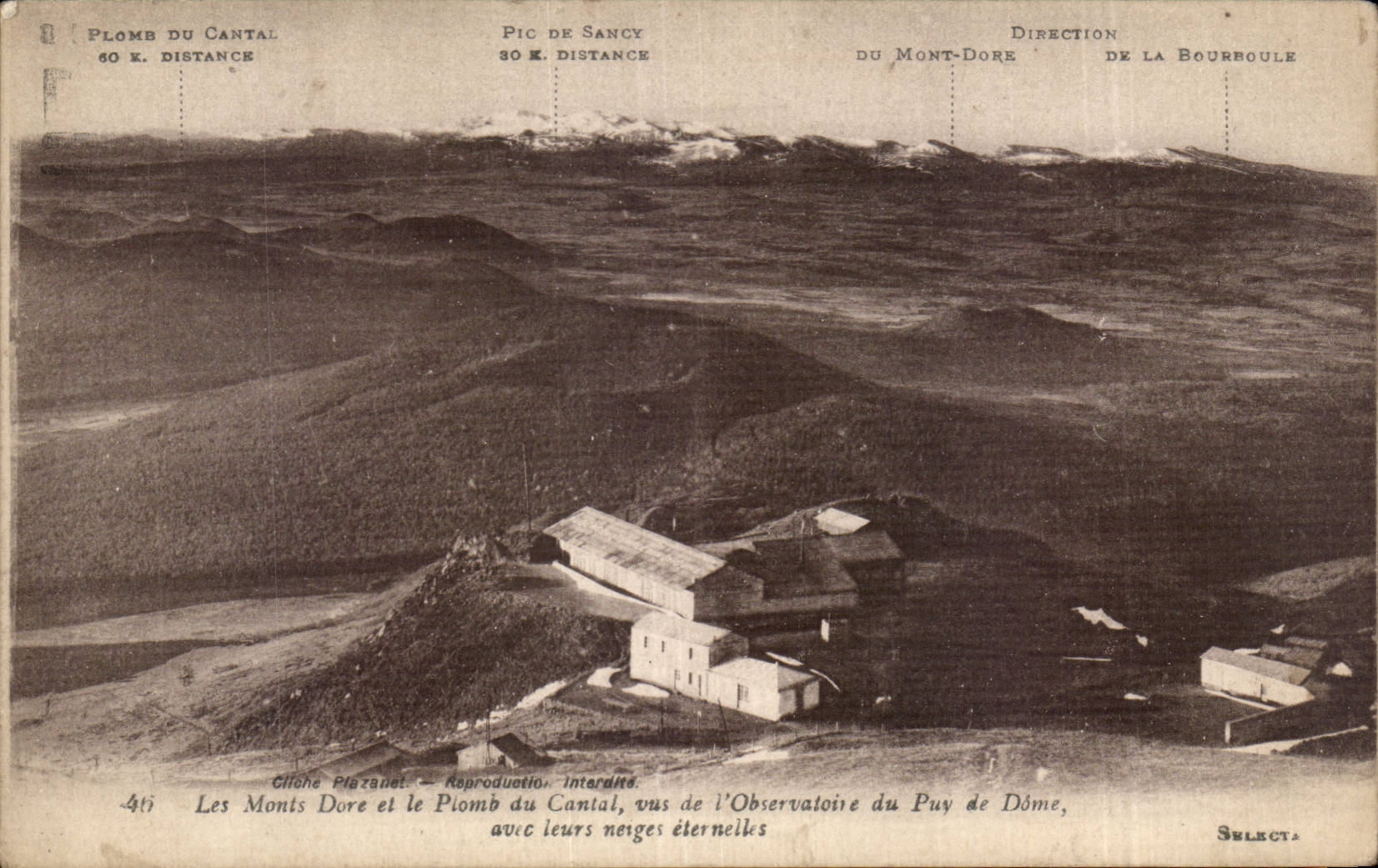 CPA the Mounts Gilds and the lead of the cantal seen of the observatory of Puy de Dome with their eternal snow