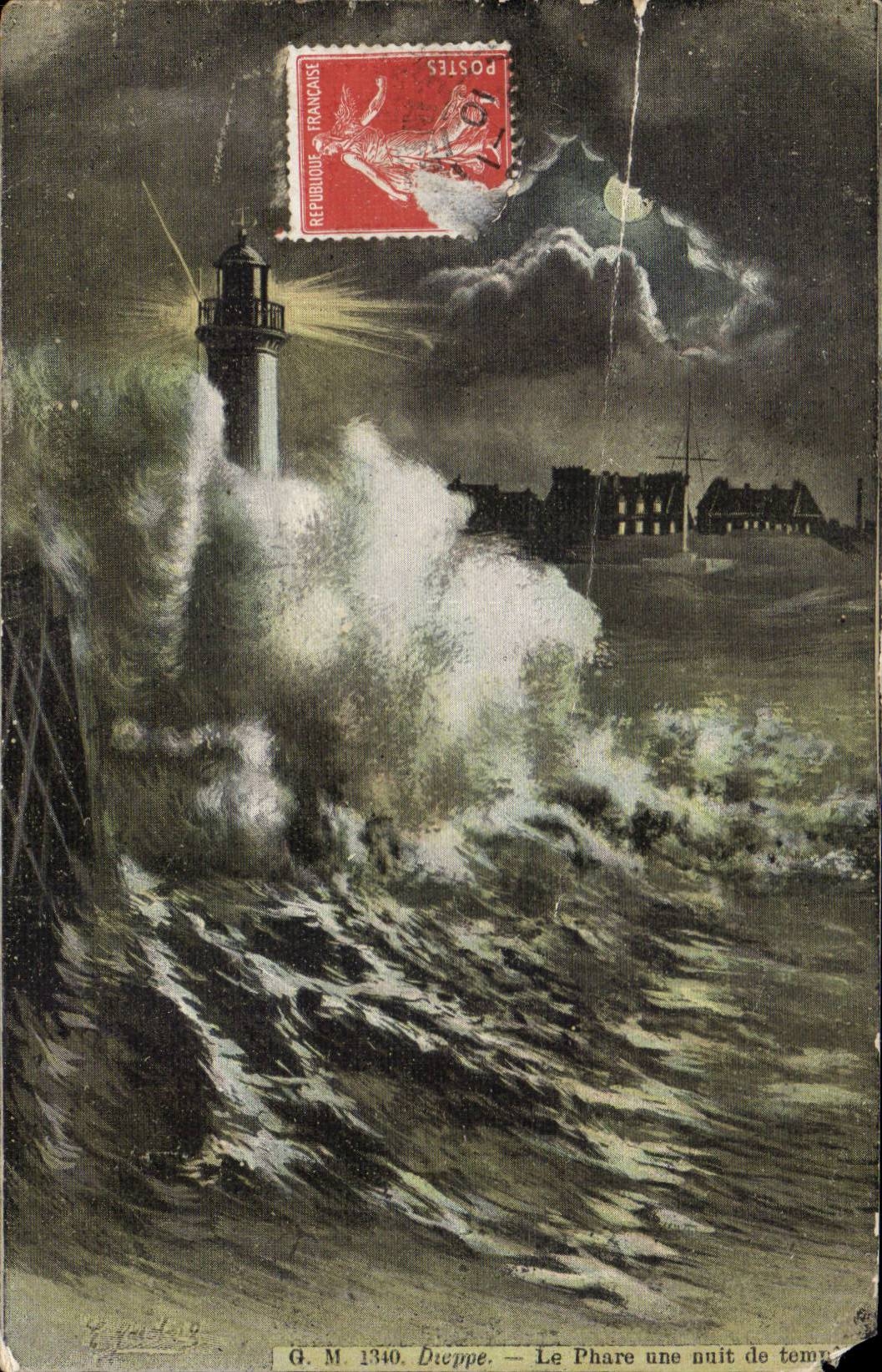 CPA Dieppe headlight one harms of storm