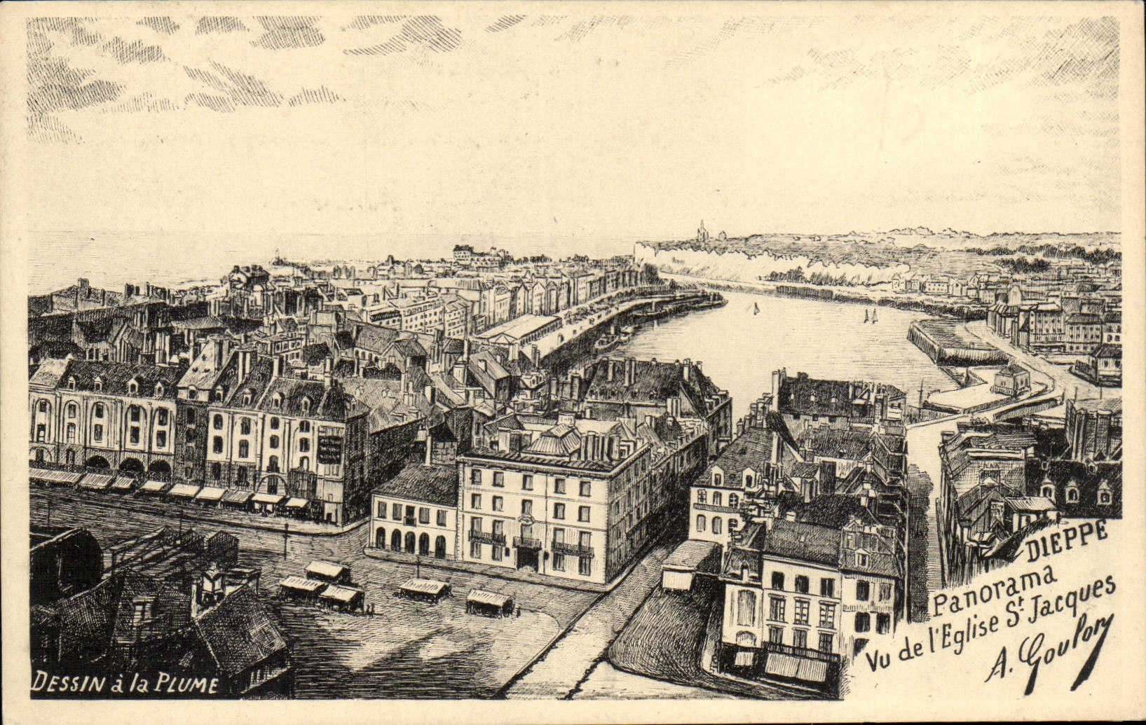 CPA Dieppe Panorama seen of the church St Jacques