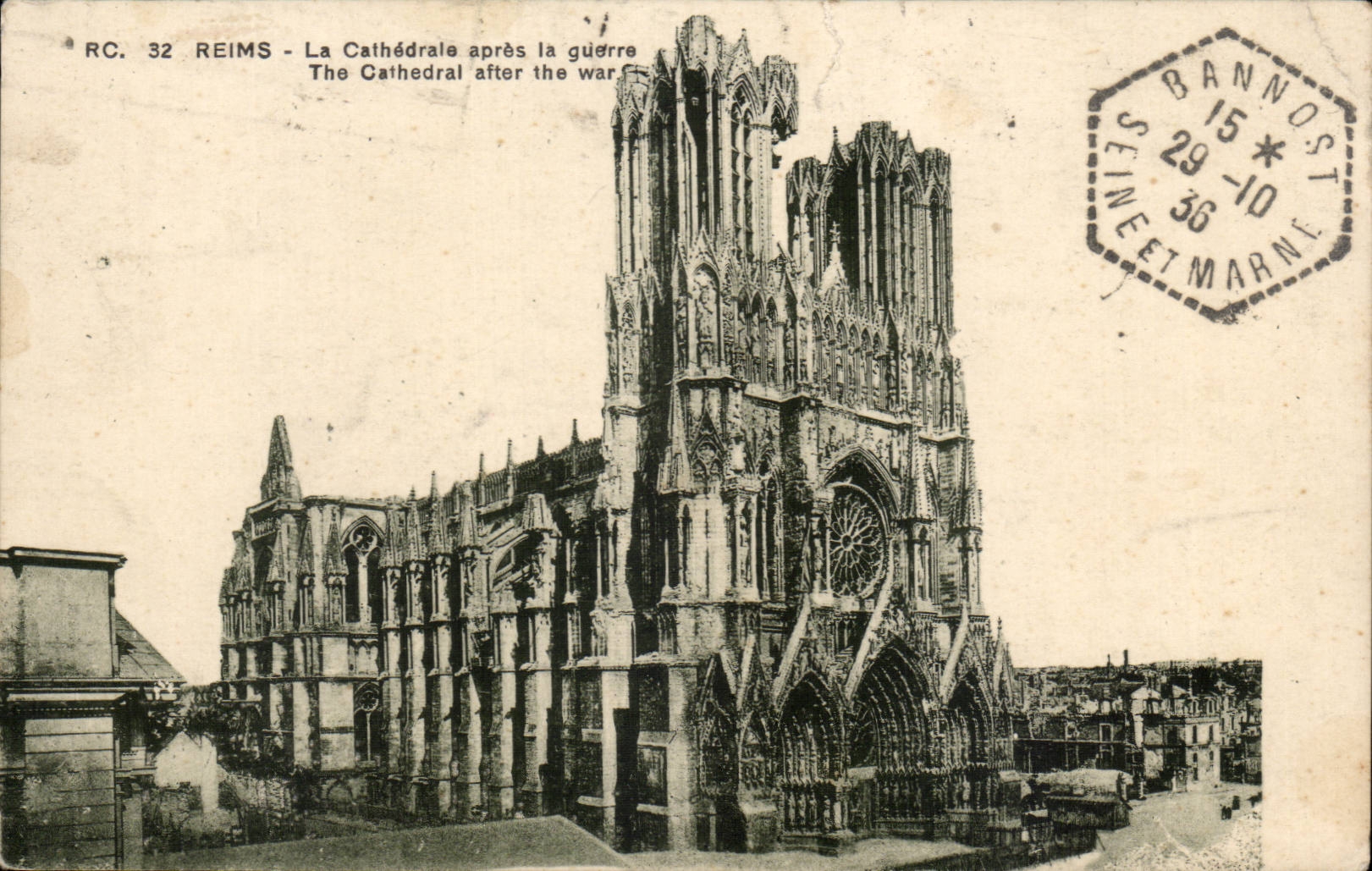 CPA Reims the cathedral after the war