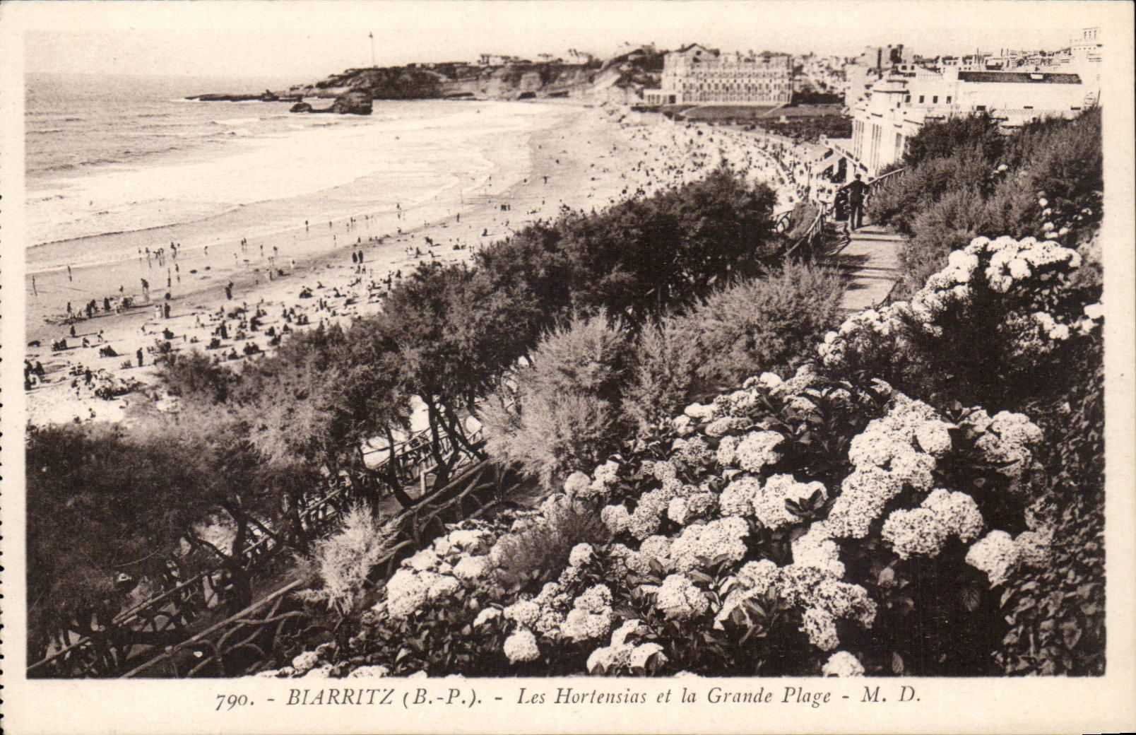 CPA Biarritz Les Hortensins et la grande plage