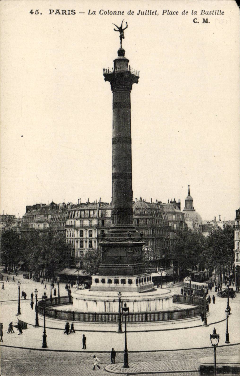 CPA Paris the column of July Places Bastille