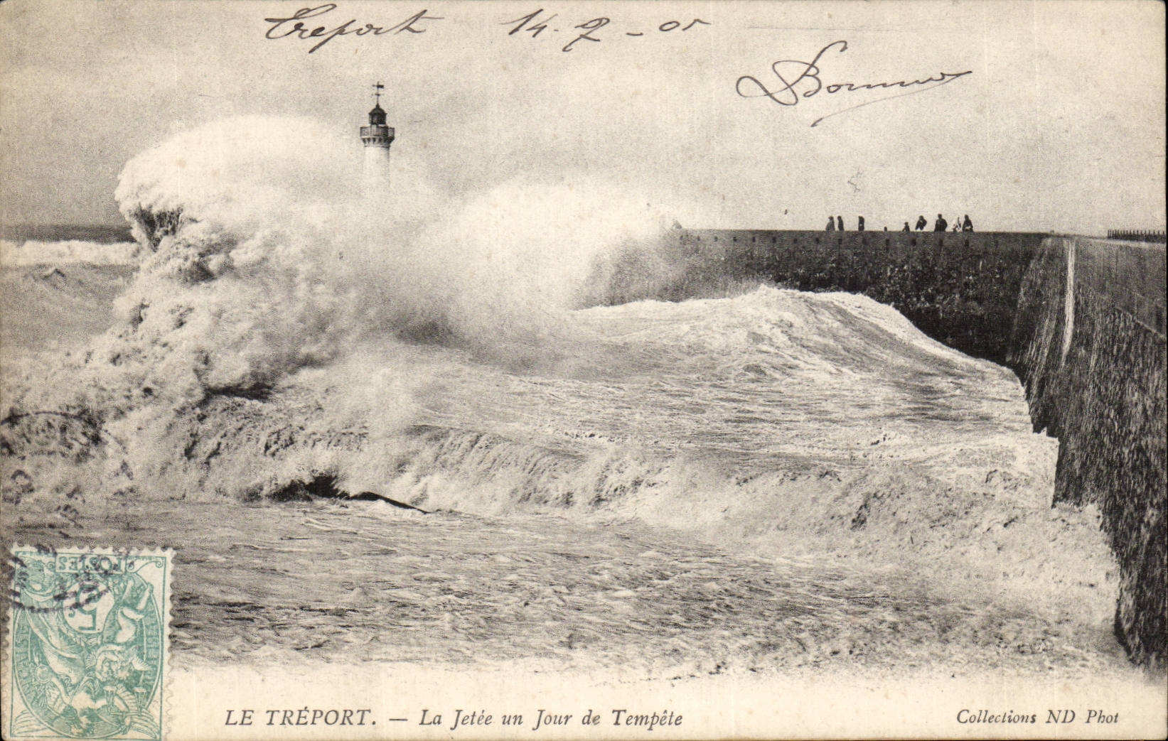 CPA Treport der Pier ein Tag des Sturms