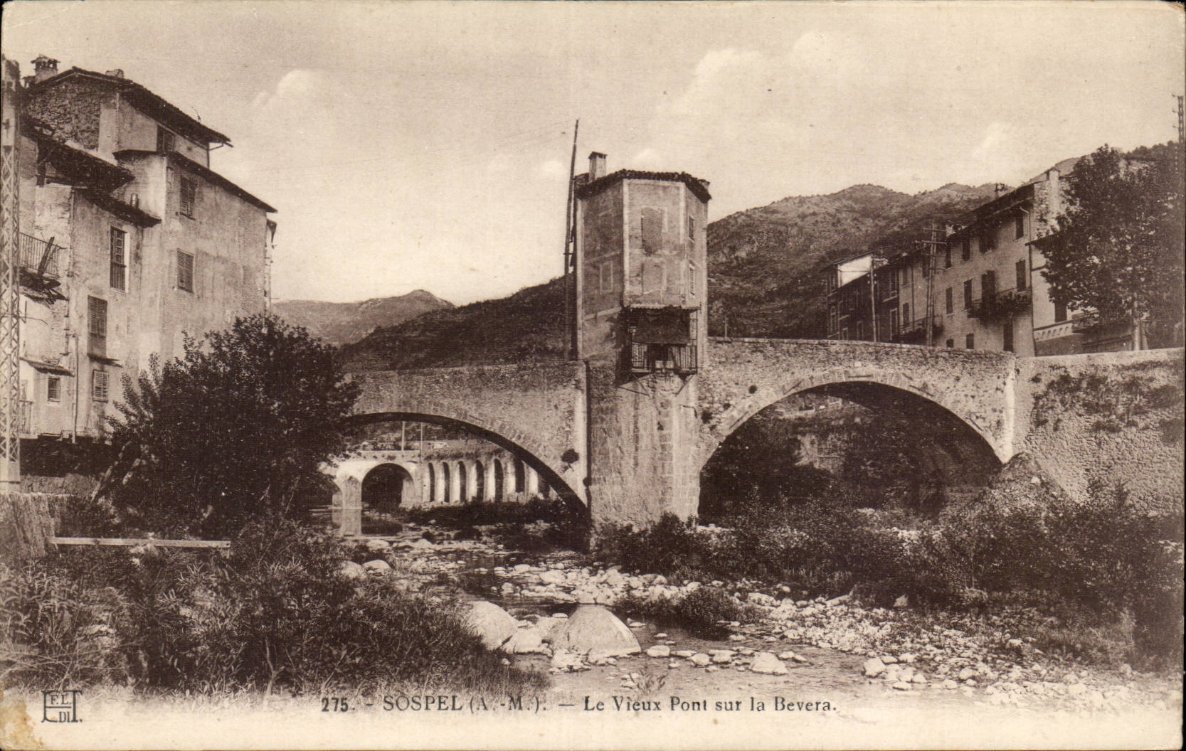 CPA Sospel die alte Brucke auf Bevera