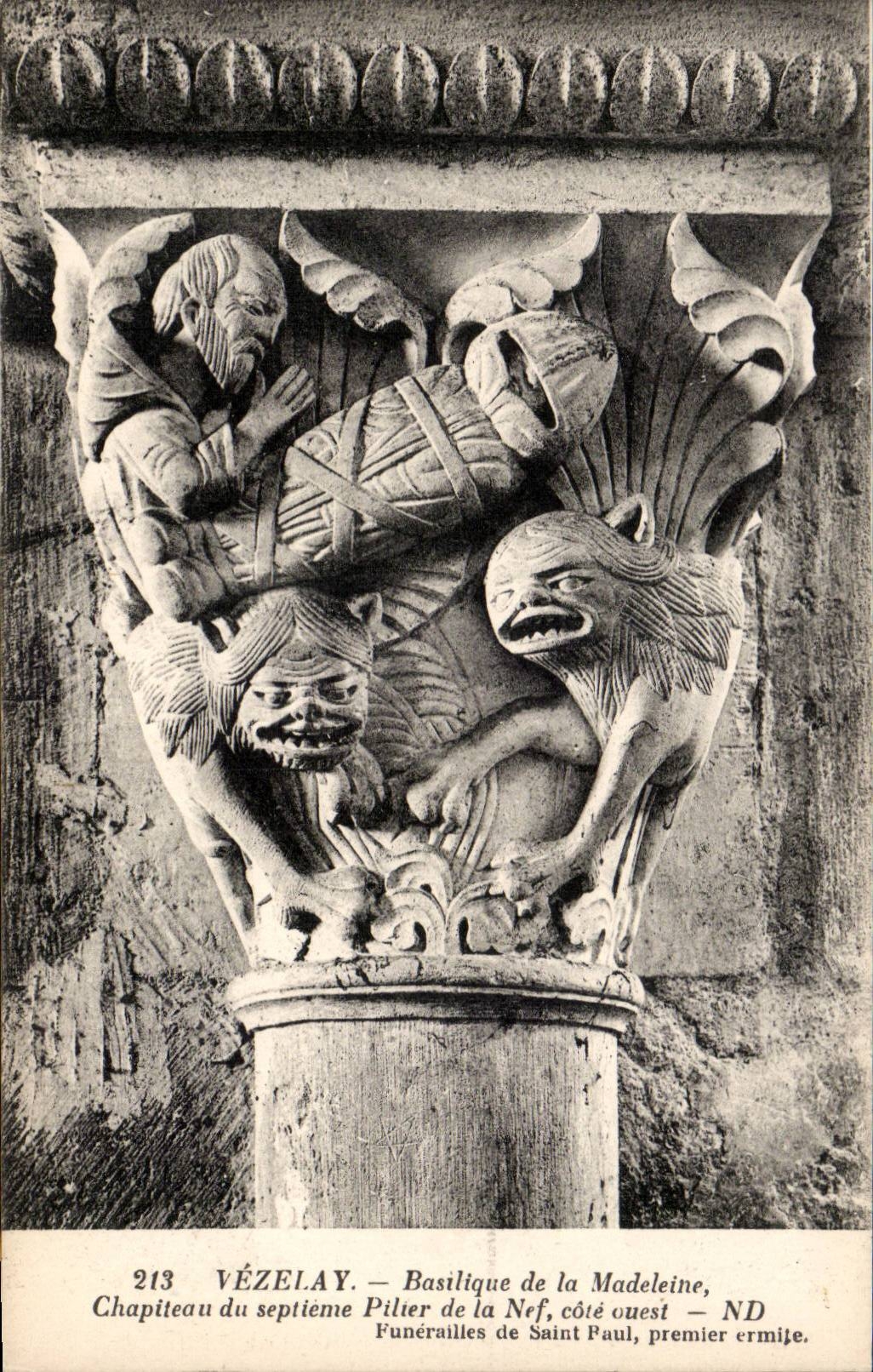 CPA Vezelay Basilica of the madeleine Capital of the 7th pillar Funeral of Saint Paul