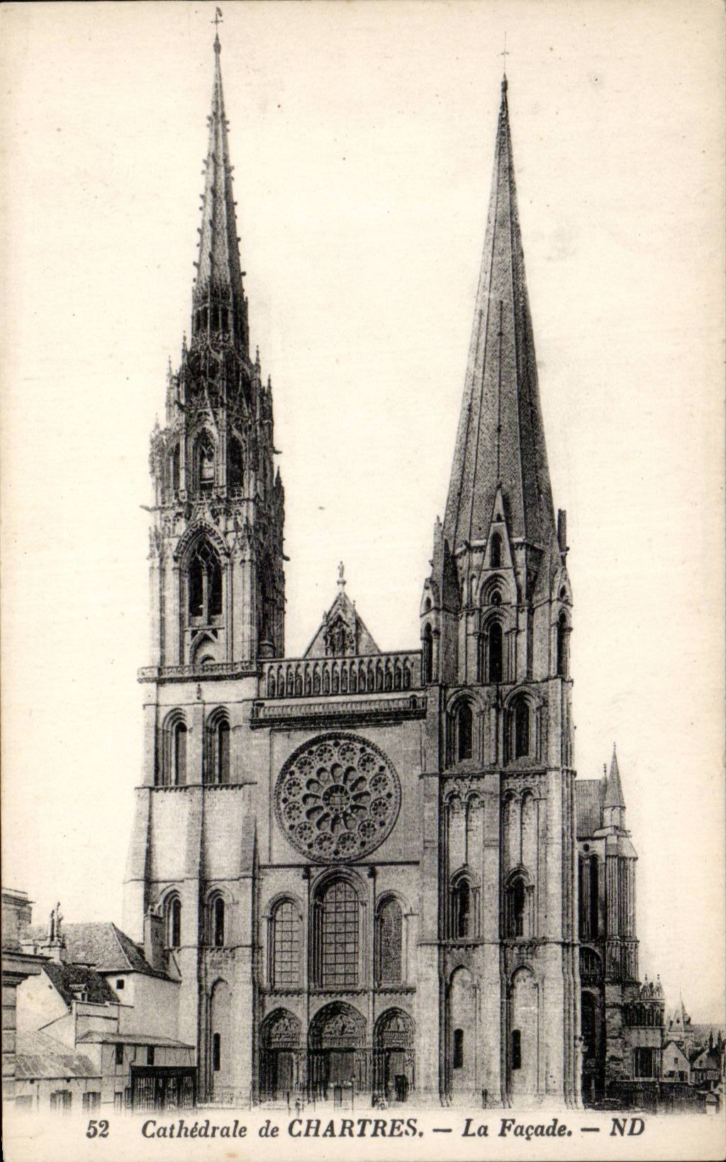 CPA Cathedral of Chartres the frontage