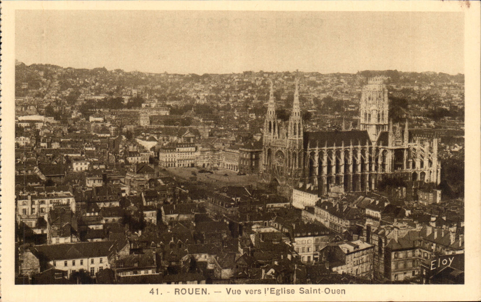 CPA Rouen Seen towards the church Saint ouen