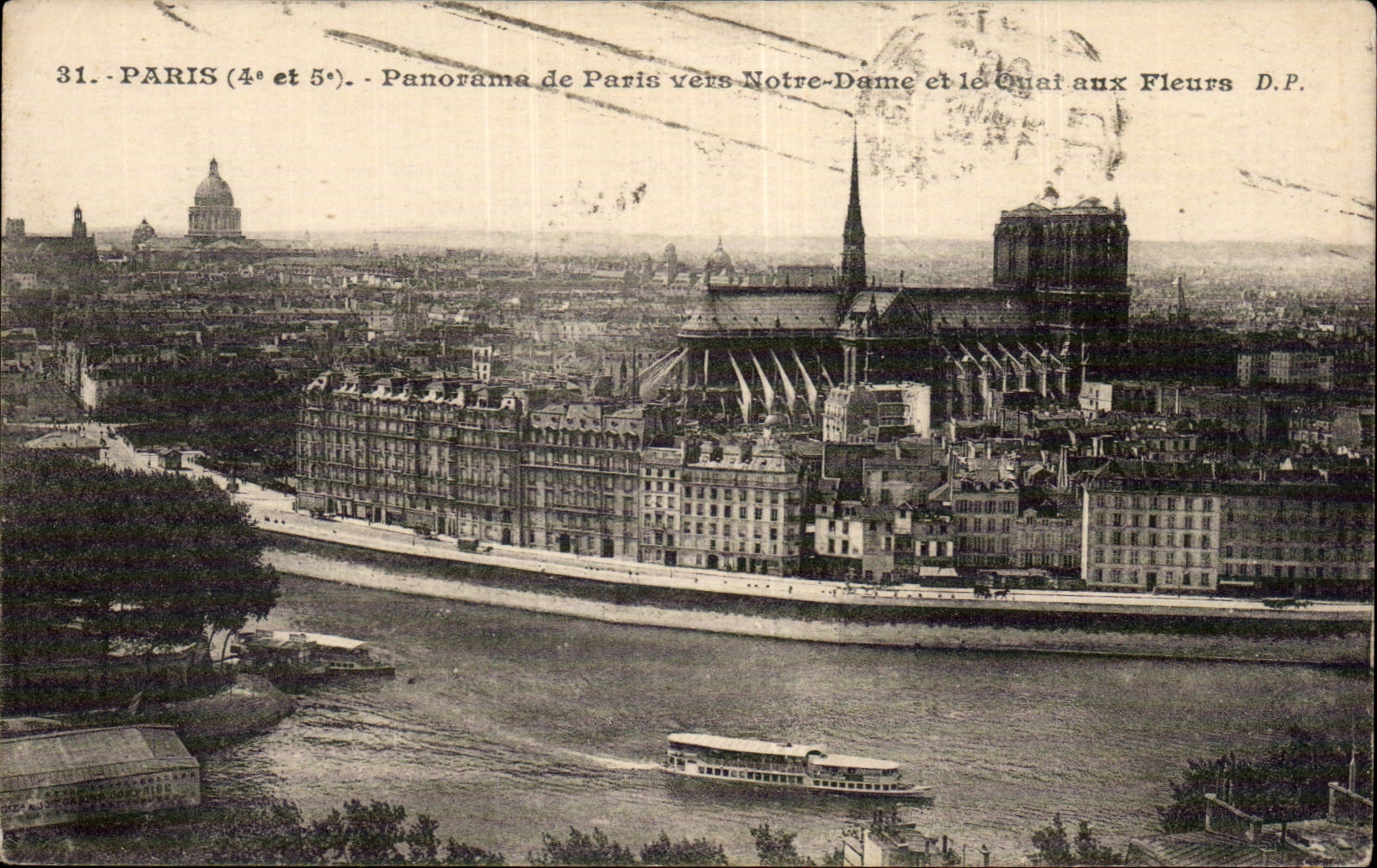 CPA Paris Panorama de Paris vers Notre Dame et le quai aux Fleurs
