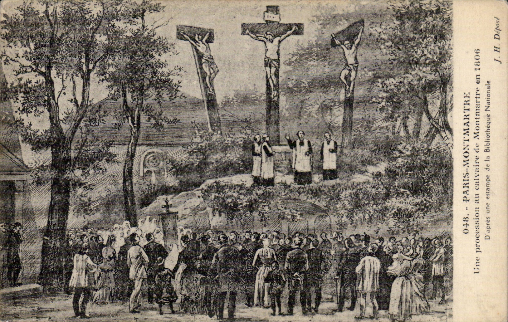 CPA Paris Montmartre Une procession au calvaire de Motnmartre en 1806