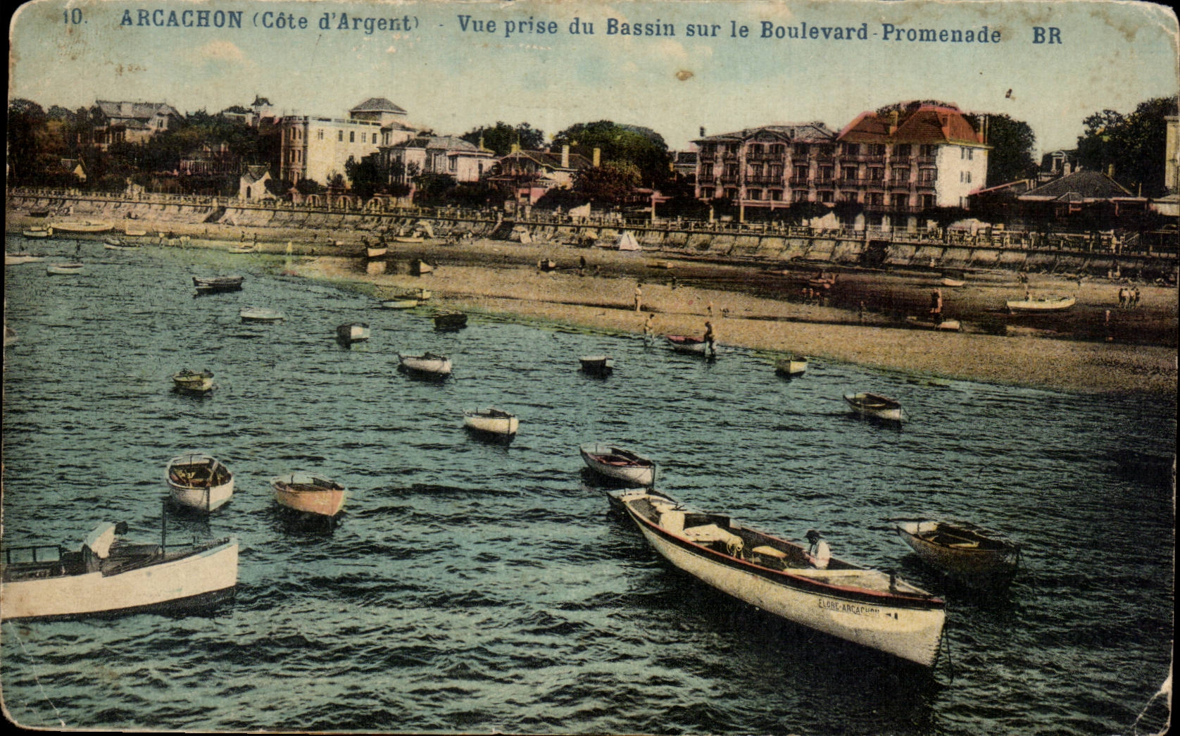 Arcachon CPA Vue prise du bassin sur le boulevard Promenade