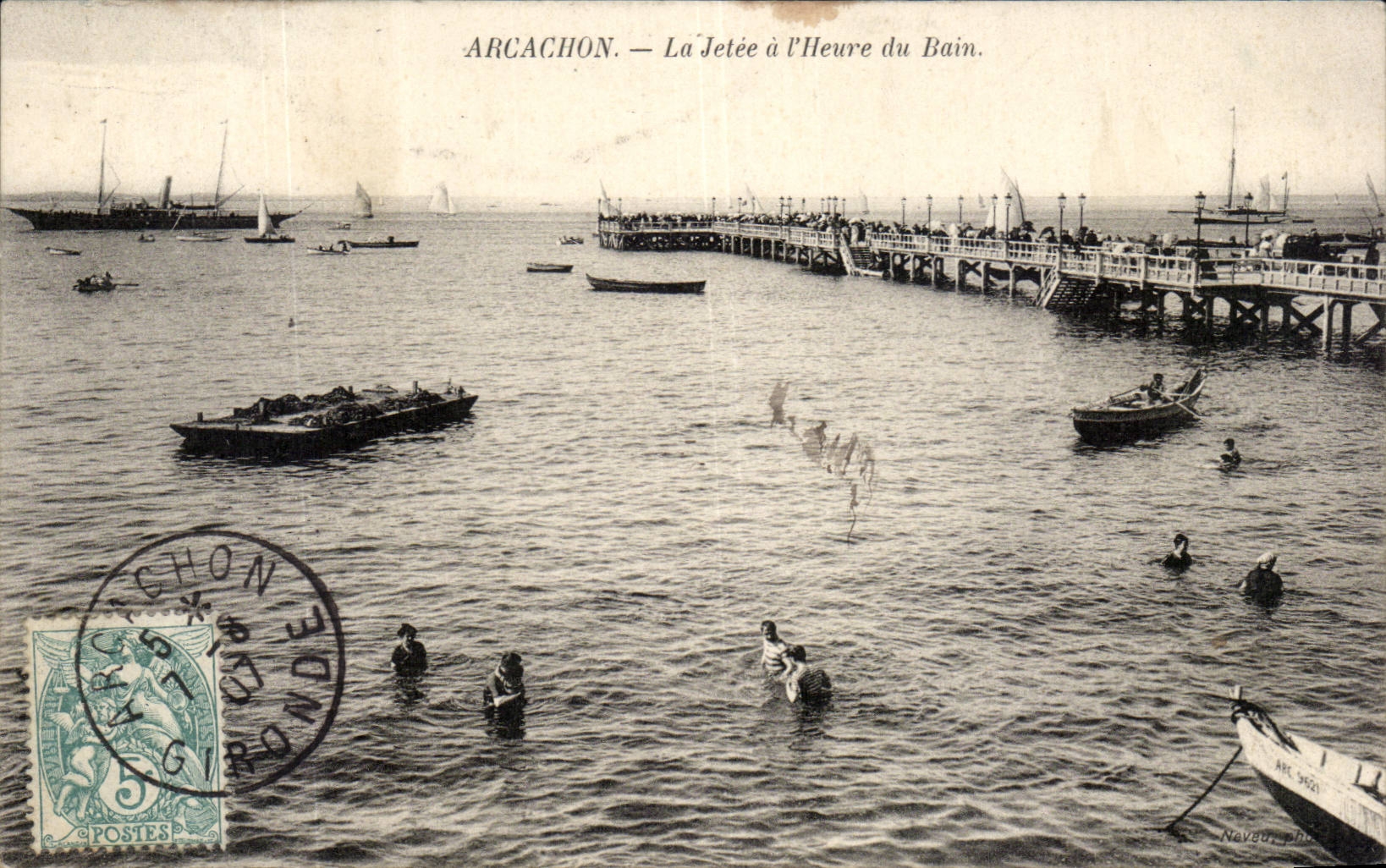 CPA Arcachon La jetee a l'heure du bain