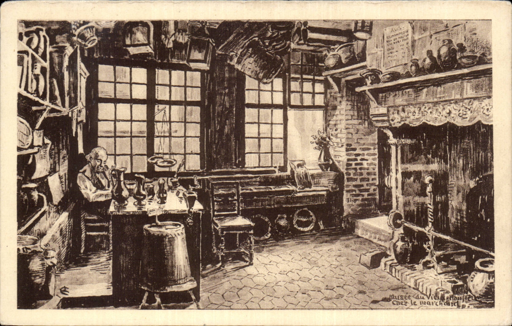 CPA Honfleur Museum In the merchant