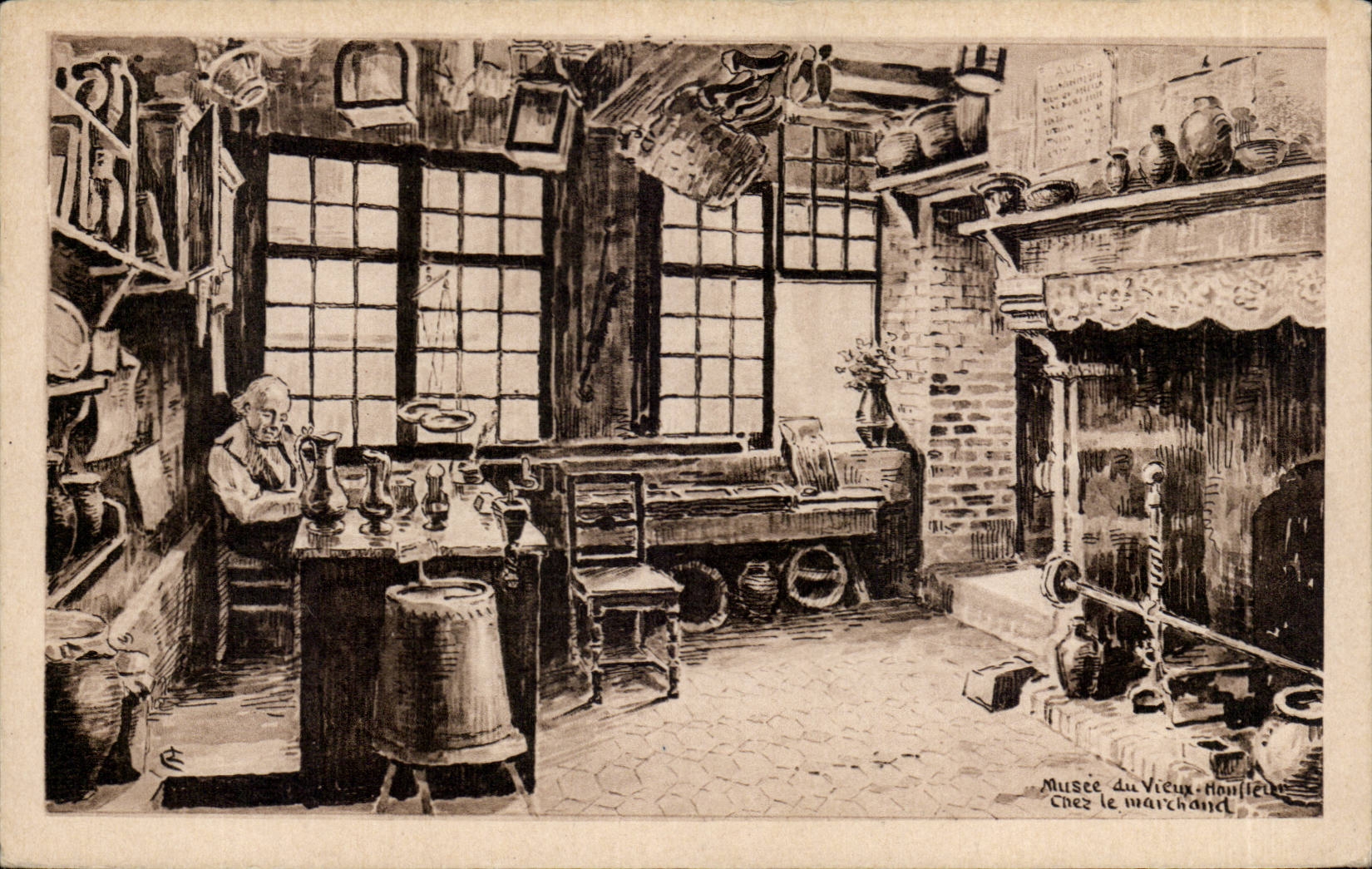 CPA Honfleur Musee Chez le marchand