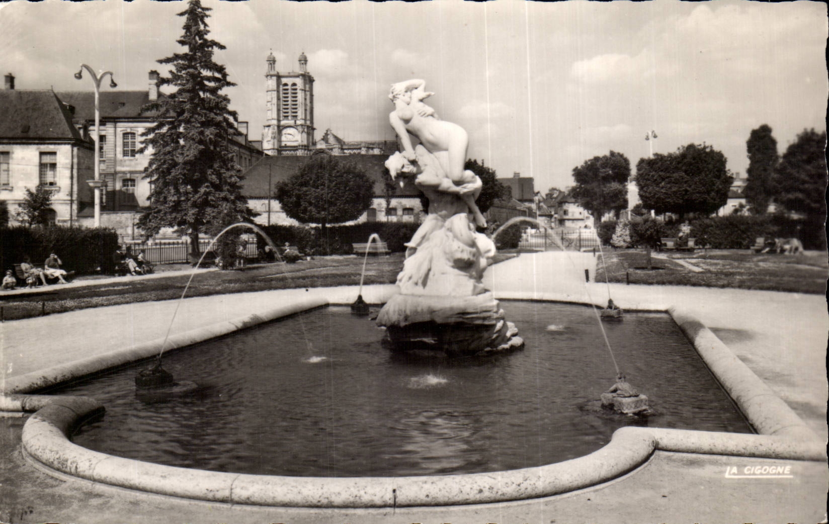 CPSM Troyes the basin of the prefecture the Abduction and the cathedral