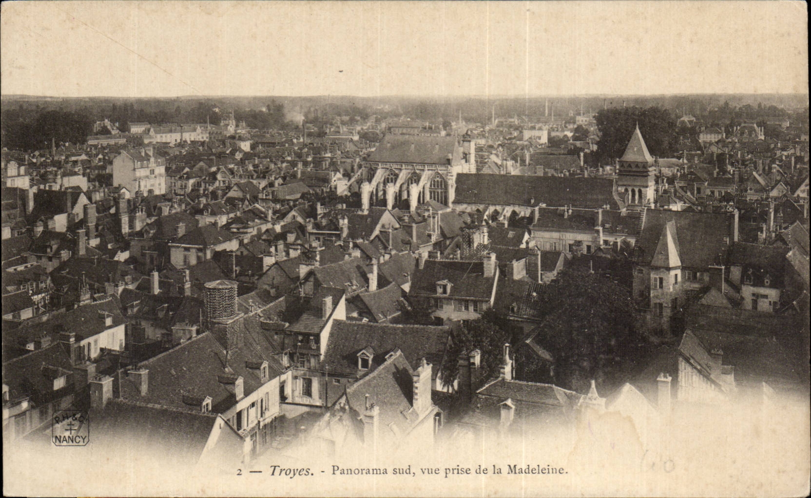 CPA Troyes southern Panorama seen from of the madeleine