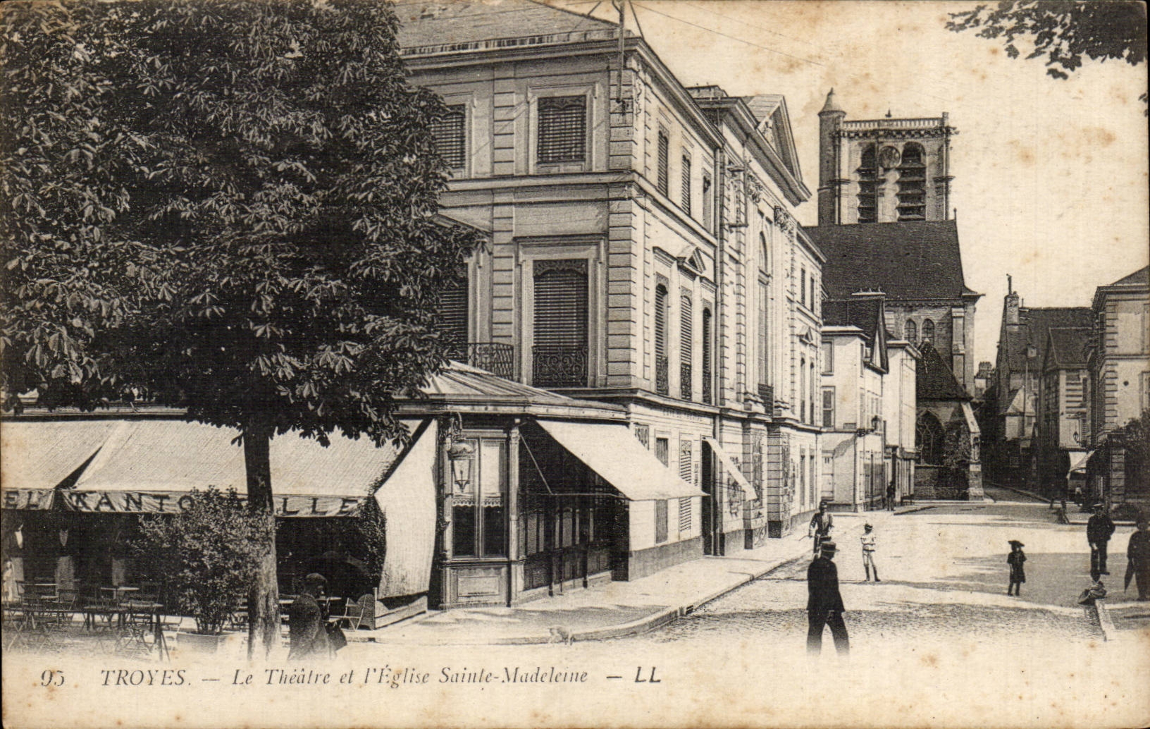 Troyes CPA the theater and the church Sainte Madeleine