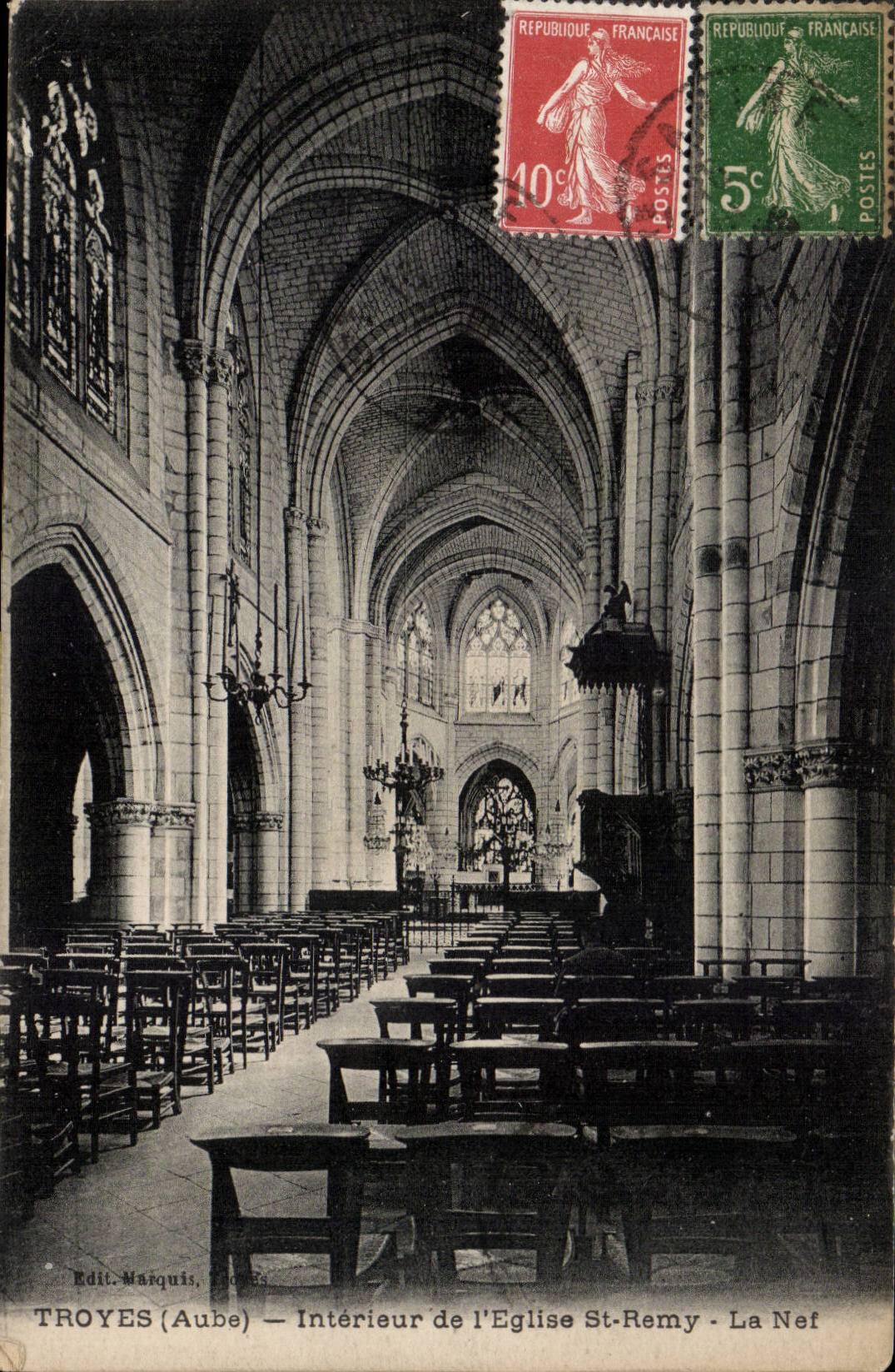 Interior Troyes CPA of the church St Remy the nave