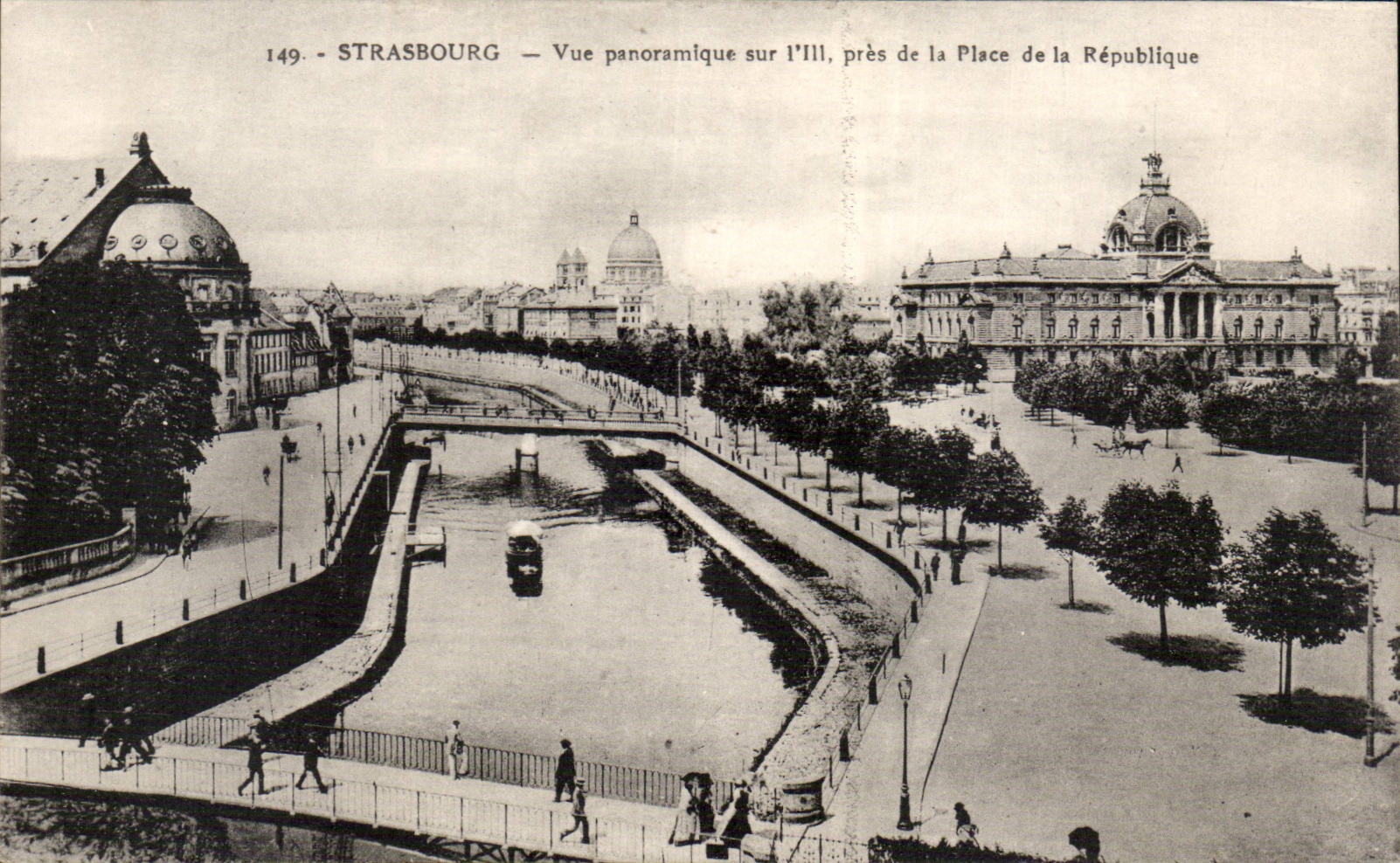CPA Strasbourg Panoramic View on Ill close to the place of the Republic