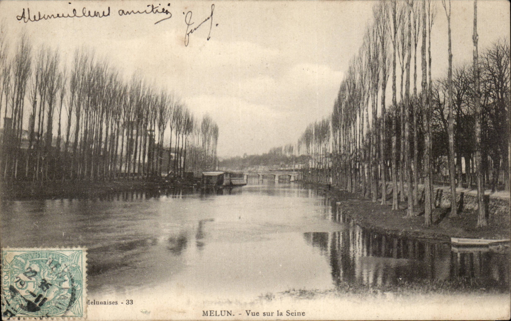 CPA Melun gesehen auf den Seine