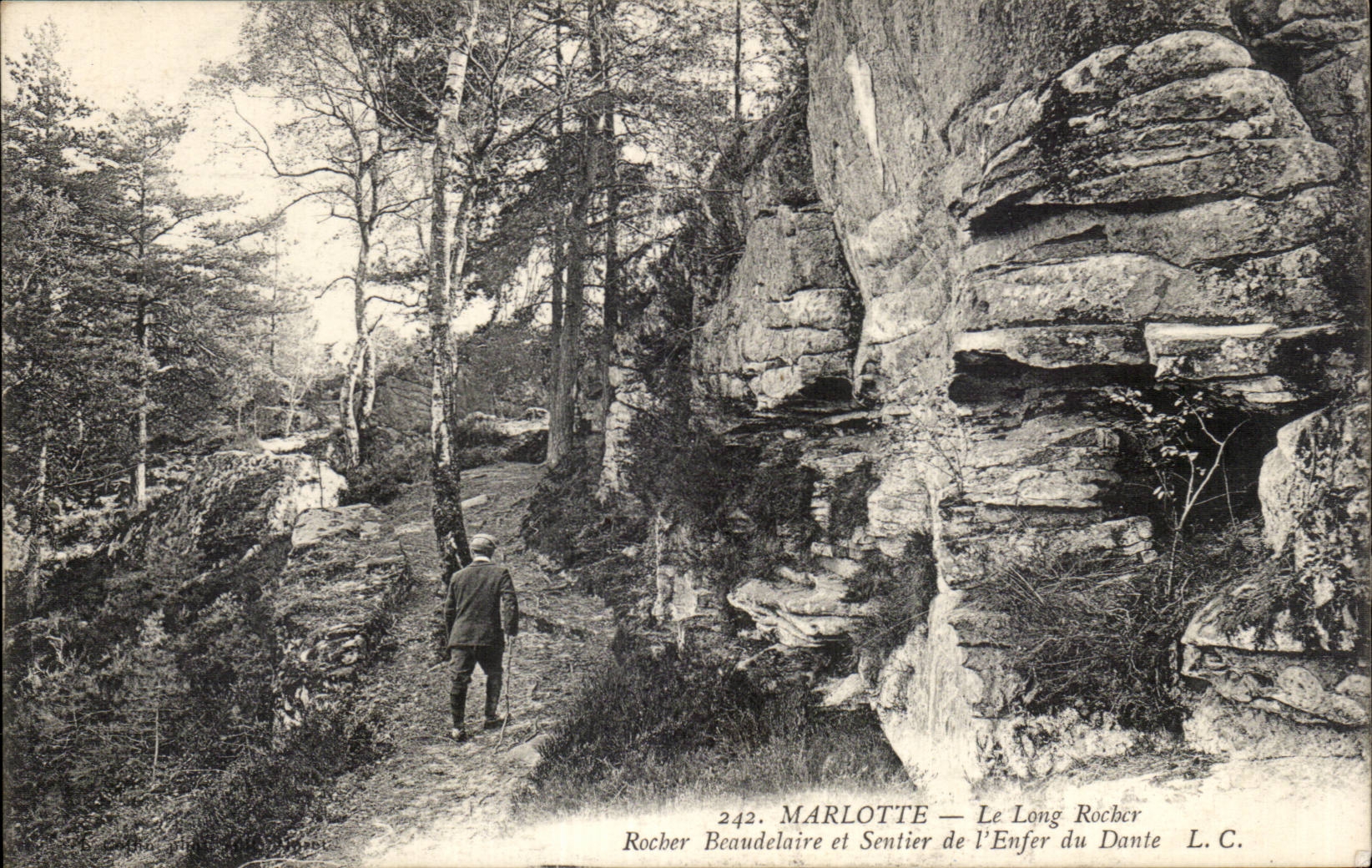 CPA Marlotte the long rock Beaudelaire Rock and path of the hell of Dante