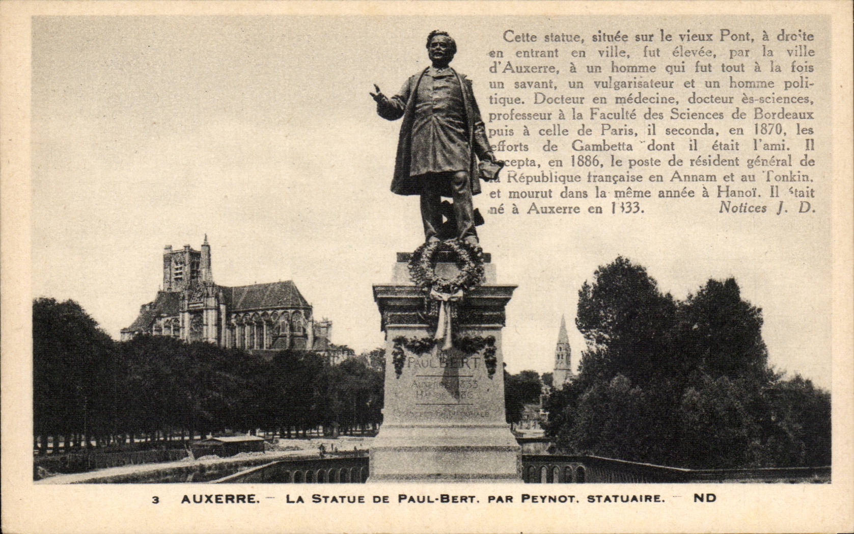 Statue Auxerre-CPA von Paul Bert durch PeynotBildhauer
