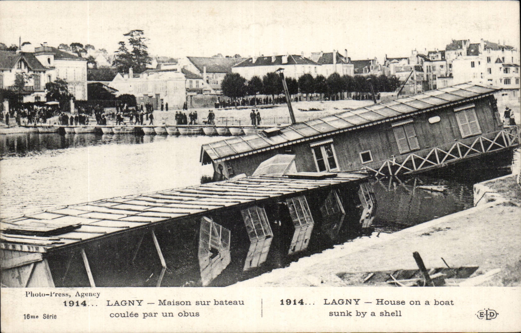 CPA Lagny House on boat run by a shell