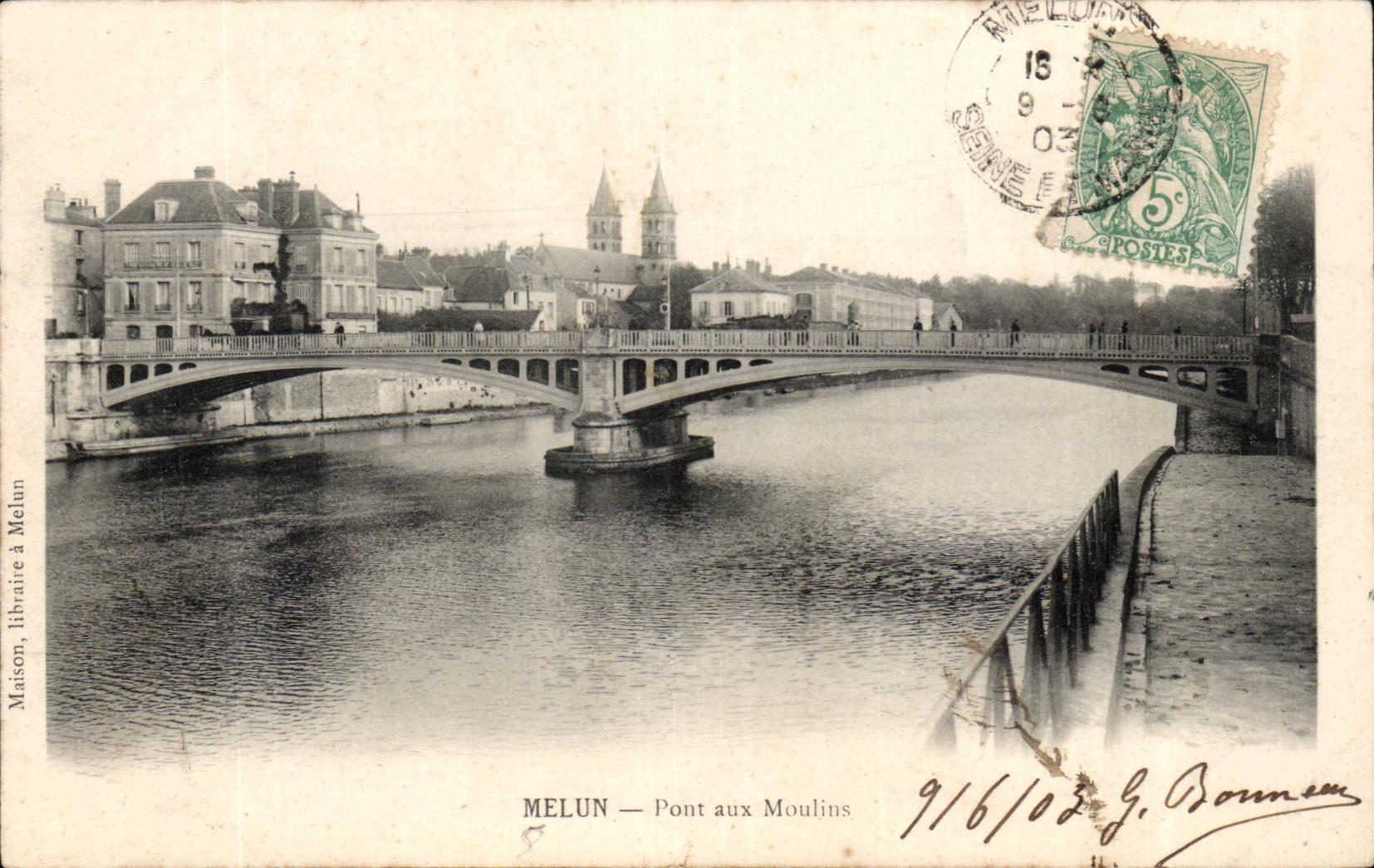 CPA Melun Bridge with Moulins