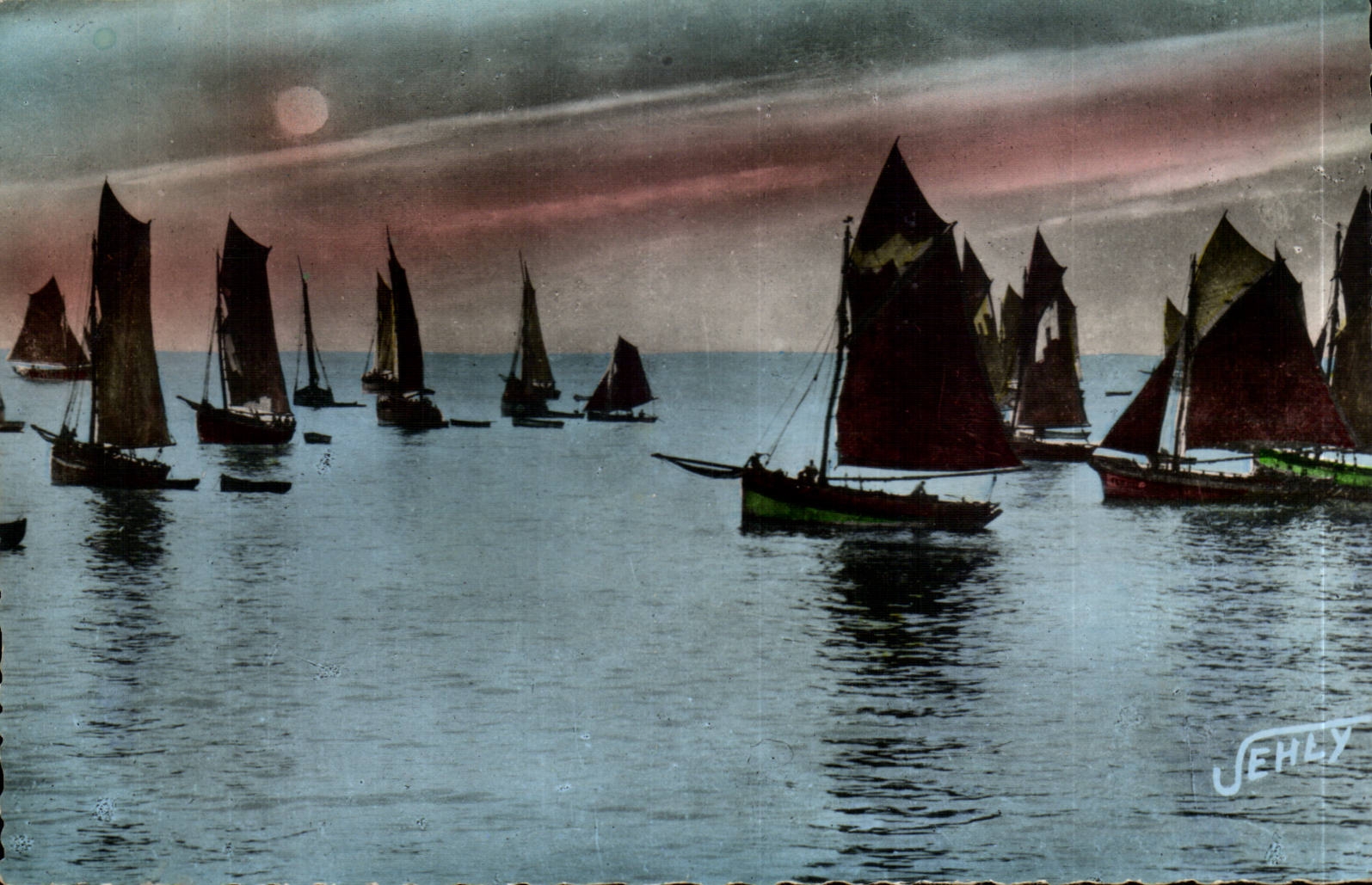 CPSM Notre Dame de Monts Boats der Sunde den Abend zuruckbringend