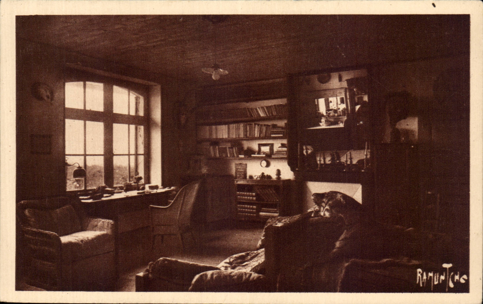 CPA das Bretterbude der Clemenceau Raum-Arbeitstabelle angesichts des Meeres