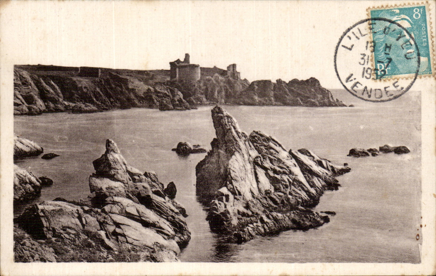 CPA Insel von Yeu das wilde Mass und das alte Schloss