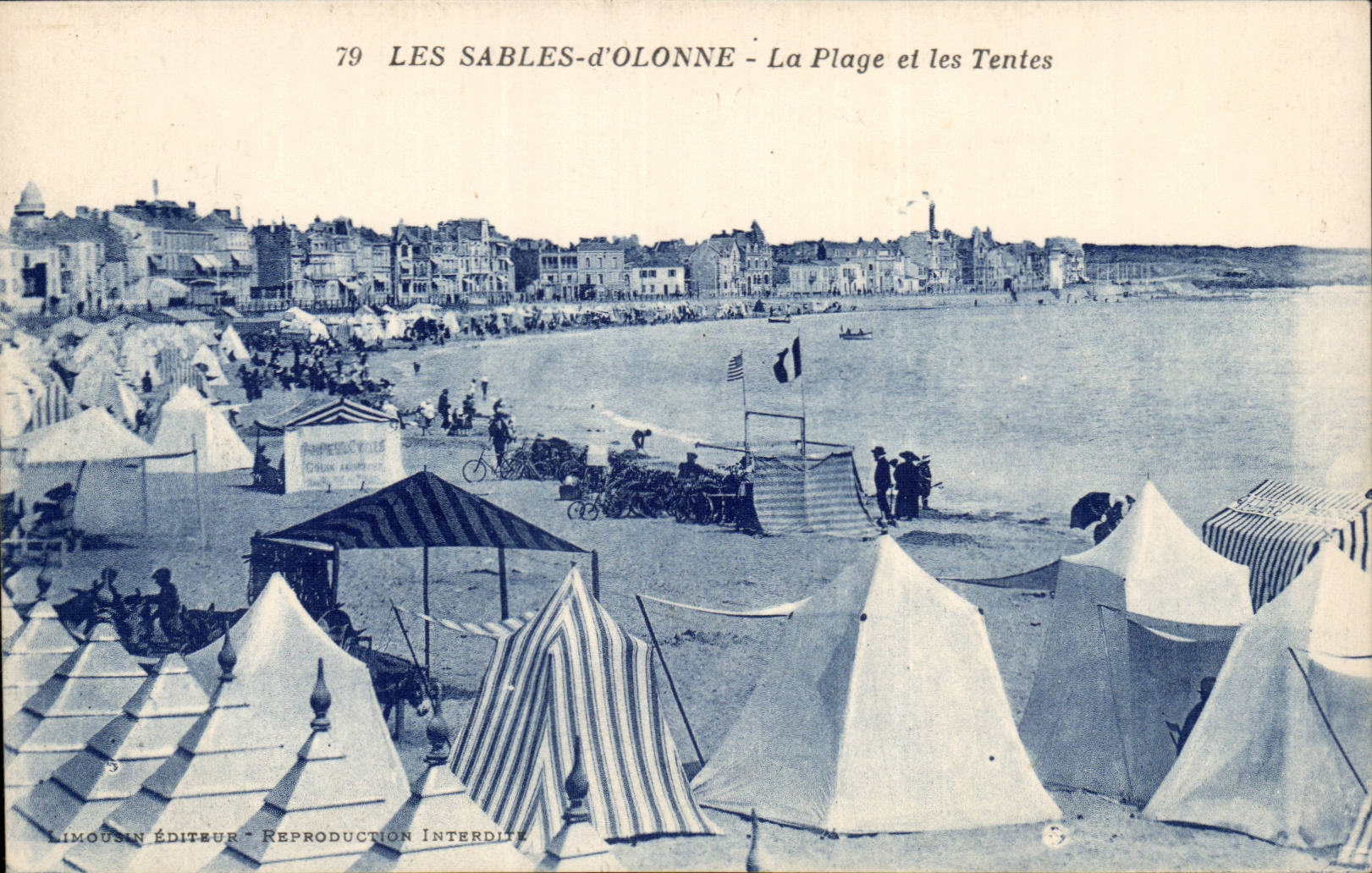 CPA Sande von olonne der Strand und die Zelte Eselseselseseleselmaultiermaultiere