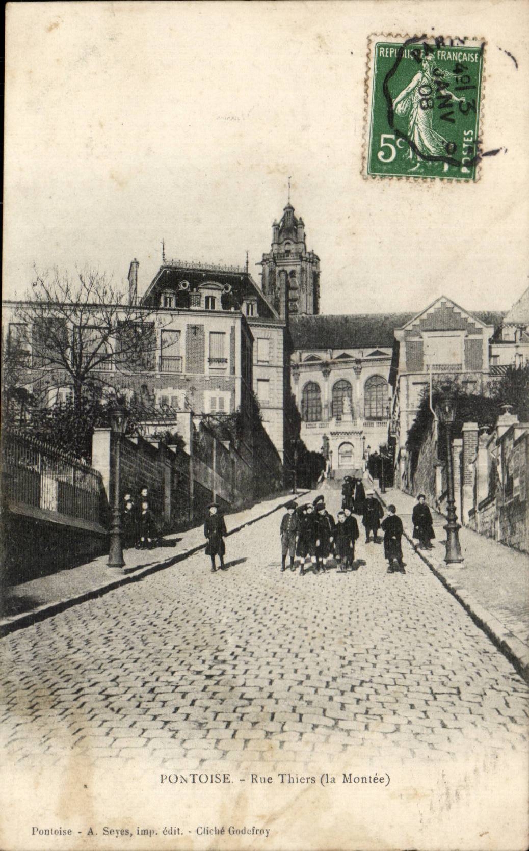 CPA Pontoise Street Thiers (rise)