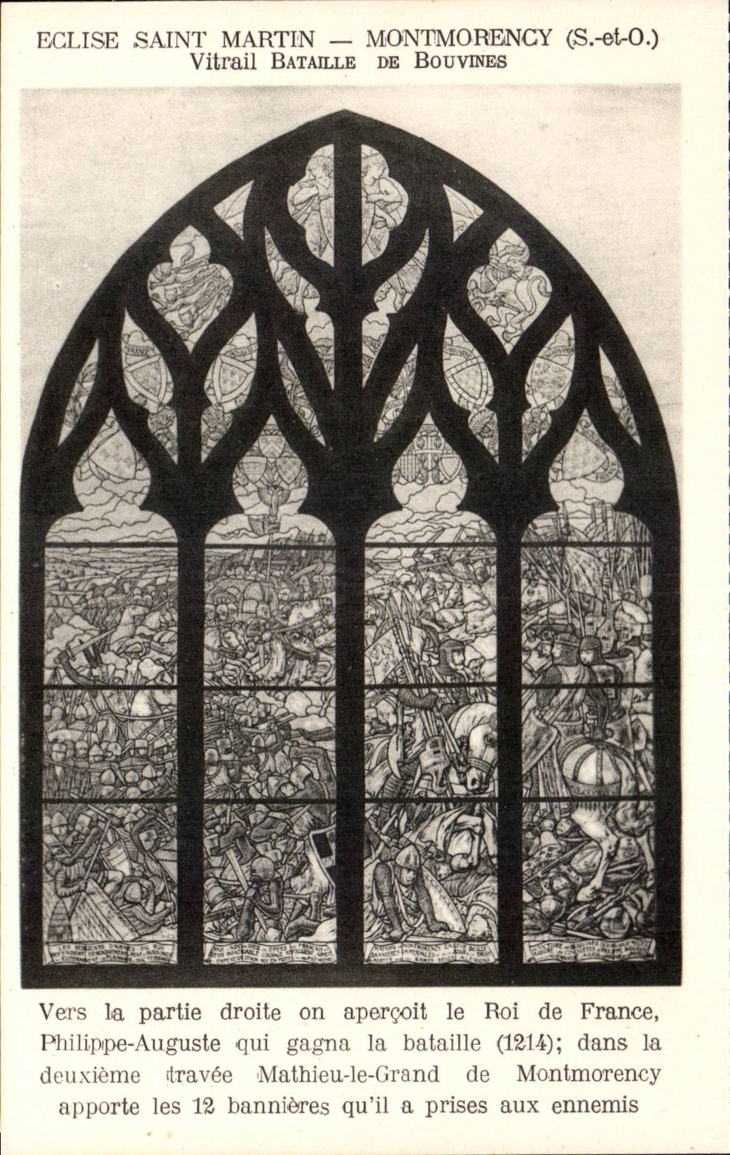 CPA Eglise Saint Martin Montmorency Vitrail battles of Bouvines