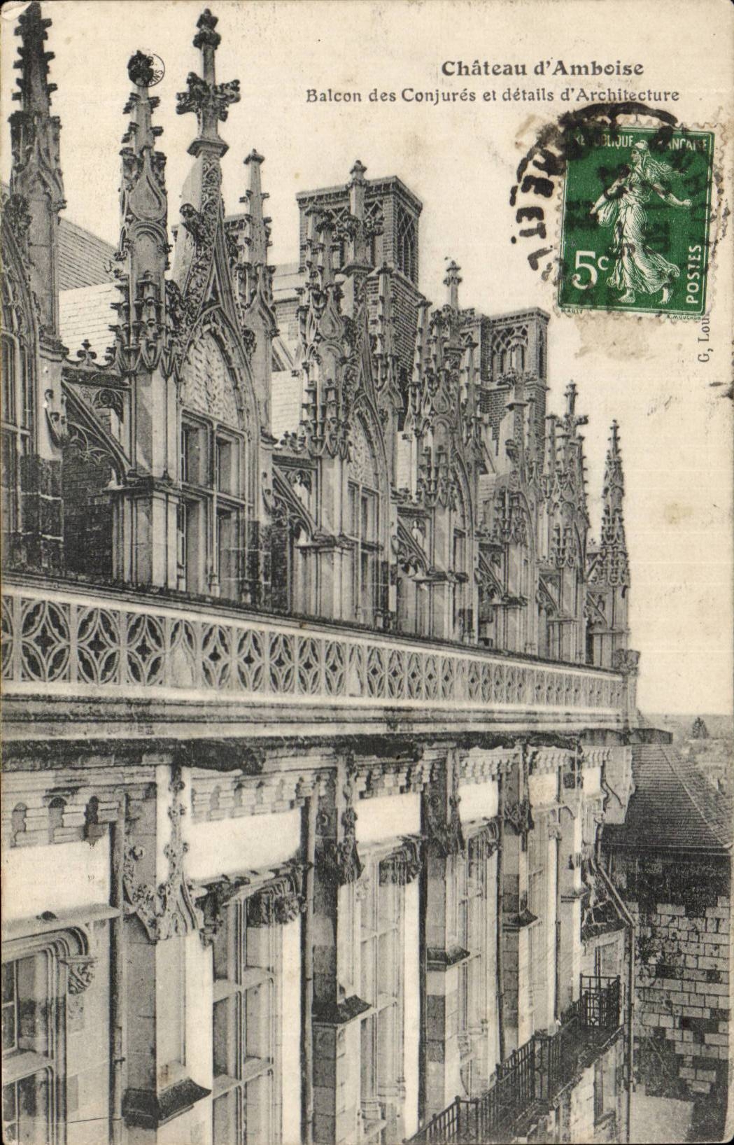 CPA Chateau d'Amboise Balcon des conjures et details d'architecture