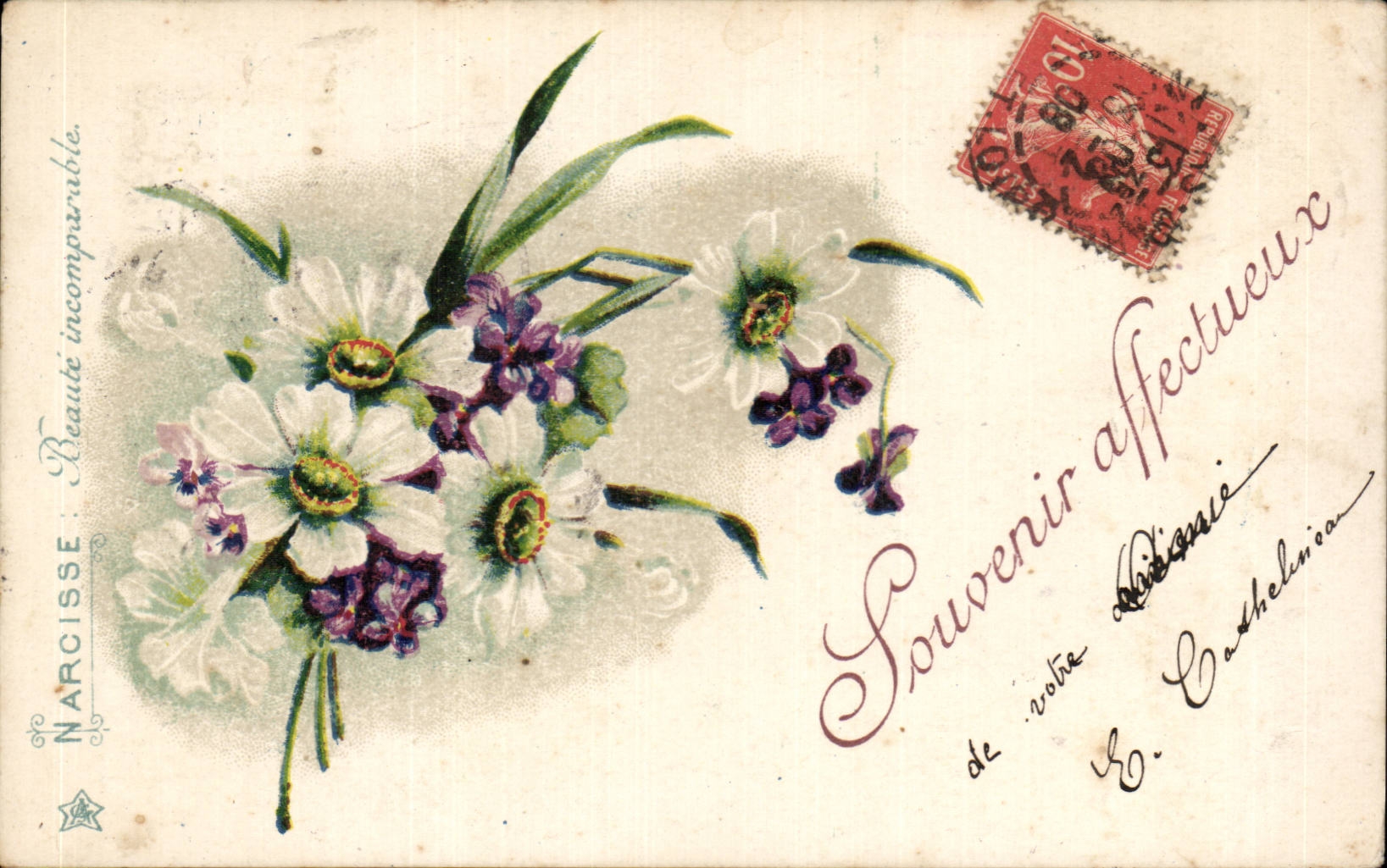 CPA Phantasie-Blume Narcisse