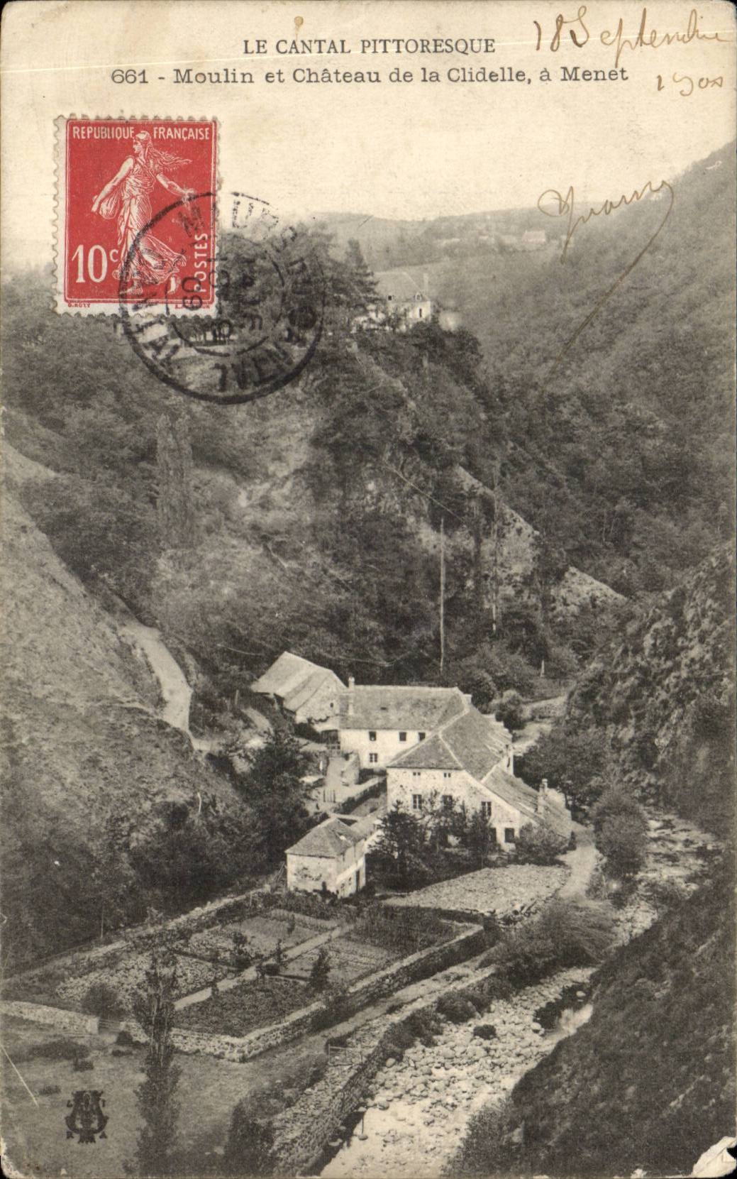 CPA Cantal Mill and castle of Clidelle has Menet