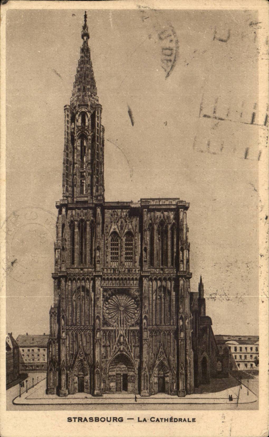 CPA Strasbourg the cathedral + Red TuberculoseCroix label