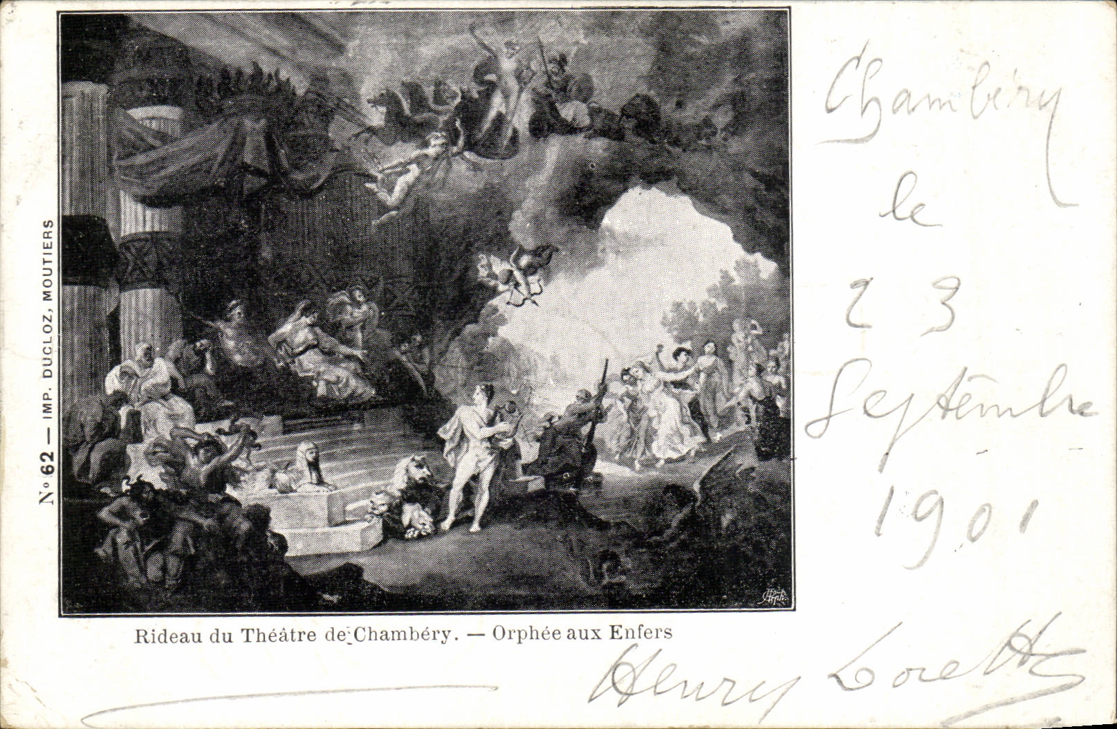 CPA Curtain of the theater of Chambery Orphee to the hells