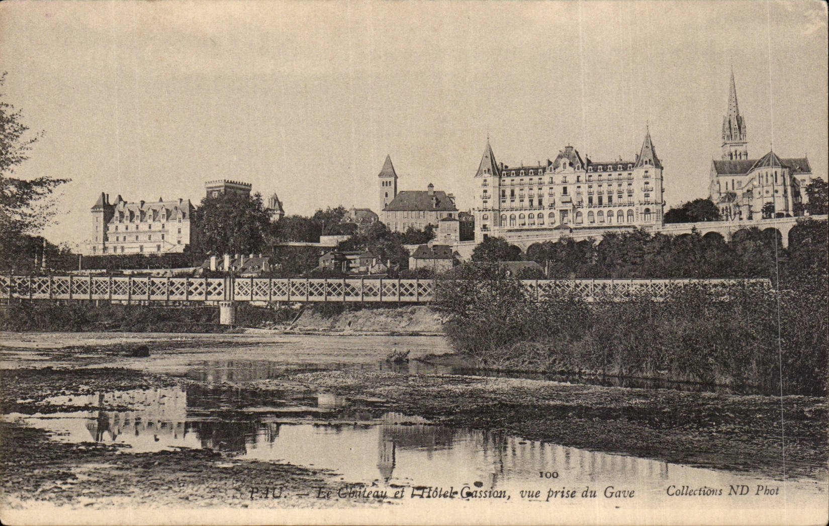 CPA Pau the castle and 'Gassion hotel Seen from of Gave