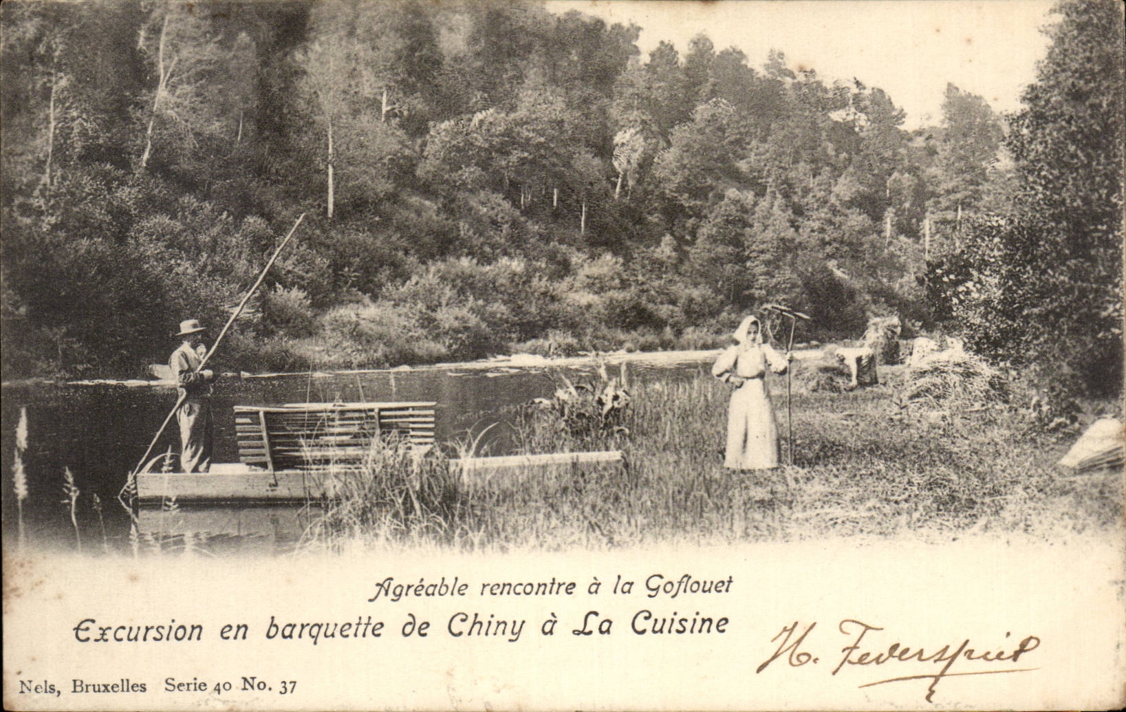 CPA Excursion in the small boat of Chiny to the Agreable kitchen meets in Goflouet