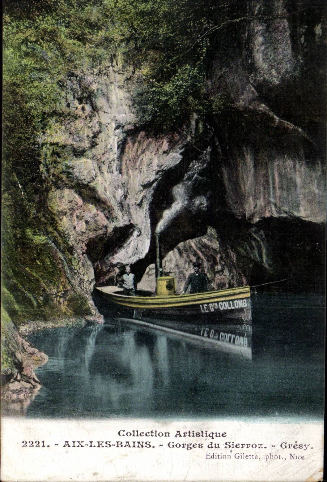 CPA Aix les Bains Falls of Sierroz Gresy Boat the Christophe collomb