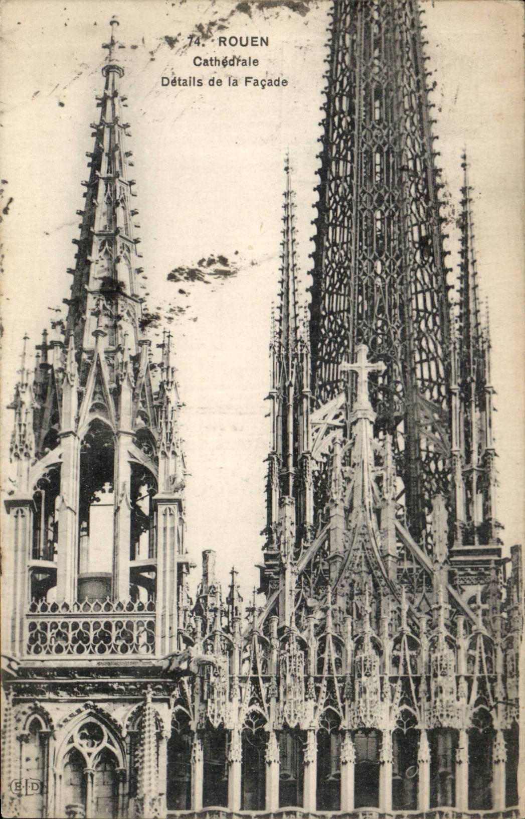 CPA Rouen Cathedral Details of the frontage