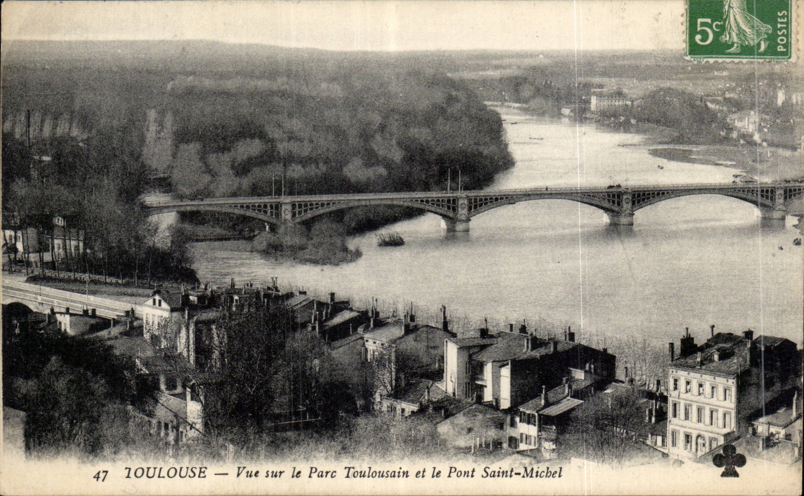 CPA Toulouse Vue sur le parc toulousain et le pont Saint Michel