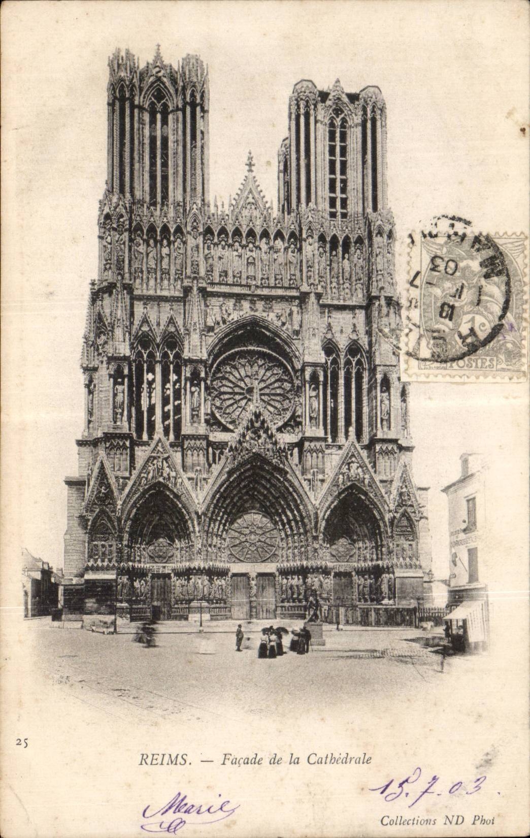 CPA Reims Frontage of the cathedral