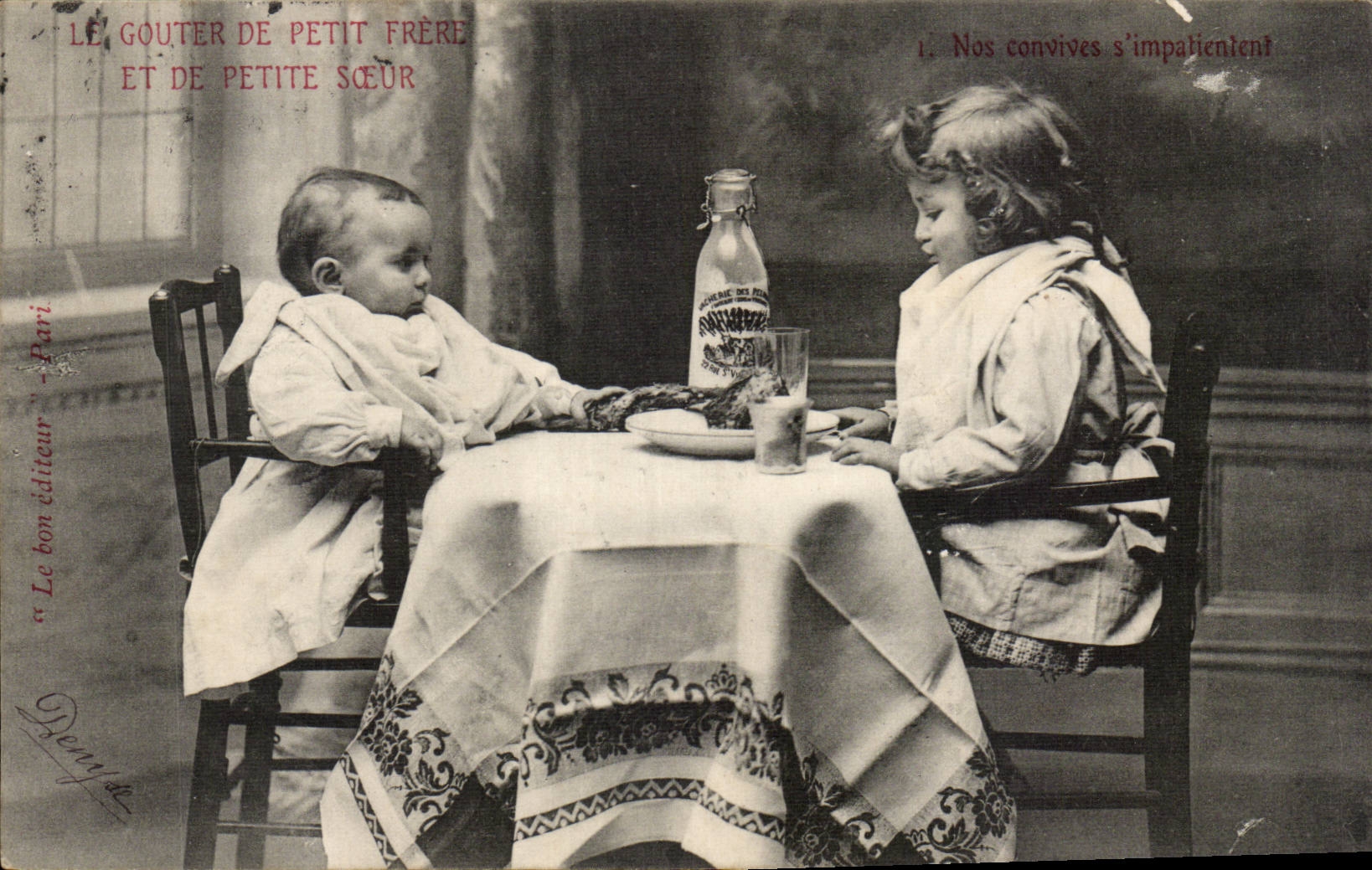 CPA Phantasie-Kinder zum sie zu schmecken kleiner Bruder und kleine Schwester