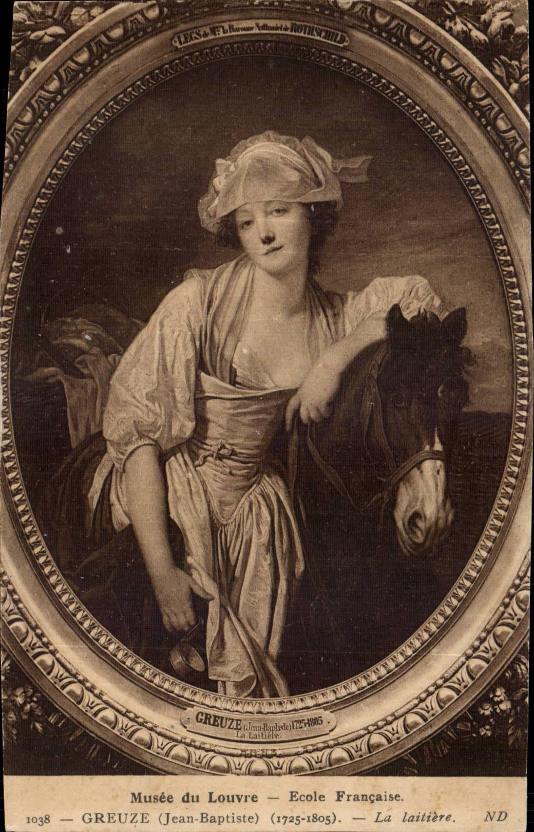 CPA Musee du Louvre Greuze La laitiere Cheval Horse
