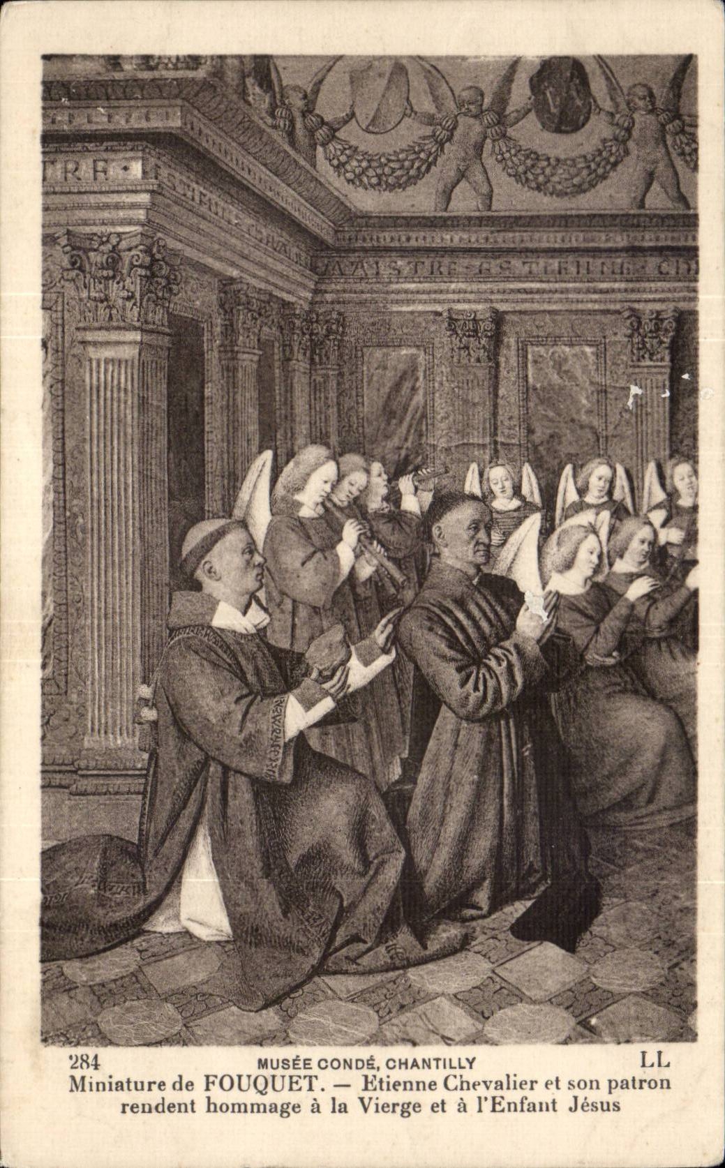 CPA Museum Miniature Chantilly Cop of Fouquet Eetienne Knight and his owner pay homage to the virgin and has Jesus