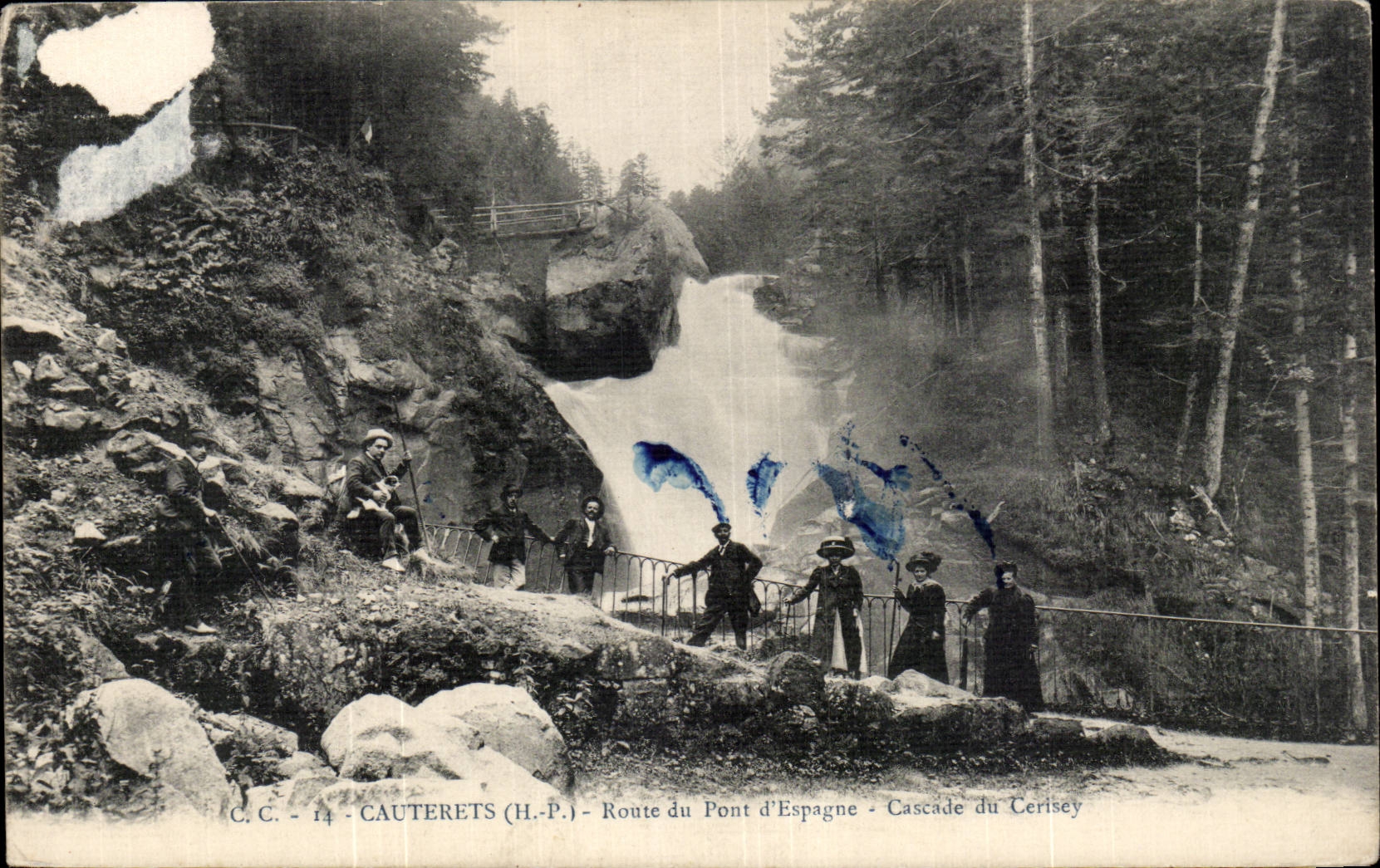 CPA CAuterets umwickelt Brucke der Spanien-Kaskade von Cerisey